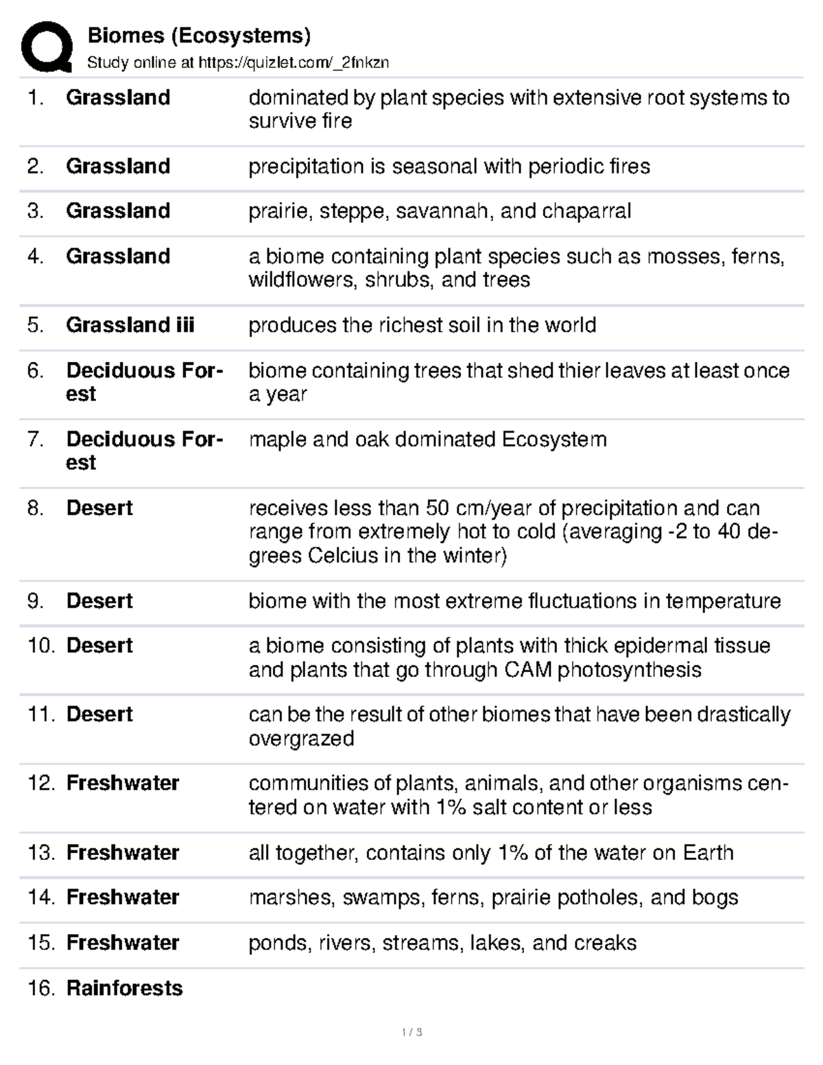 Biomes (Ecosystems) help to study Biomes (Ecosystems) Study online