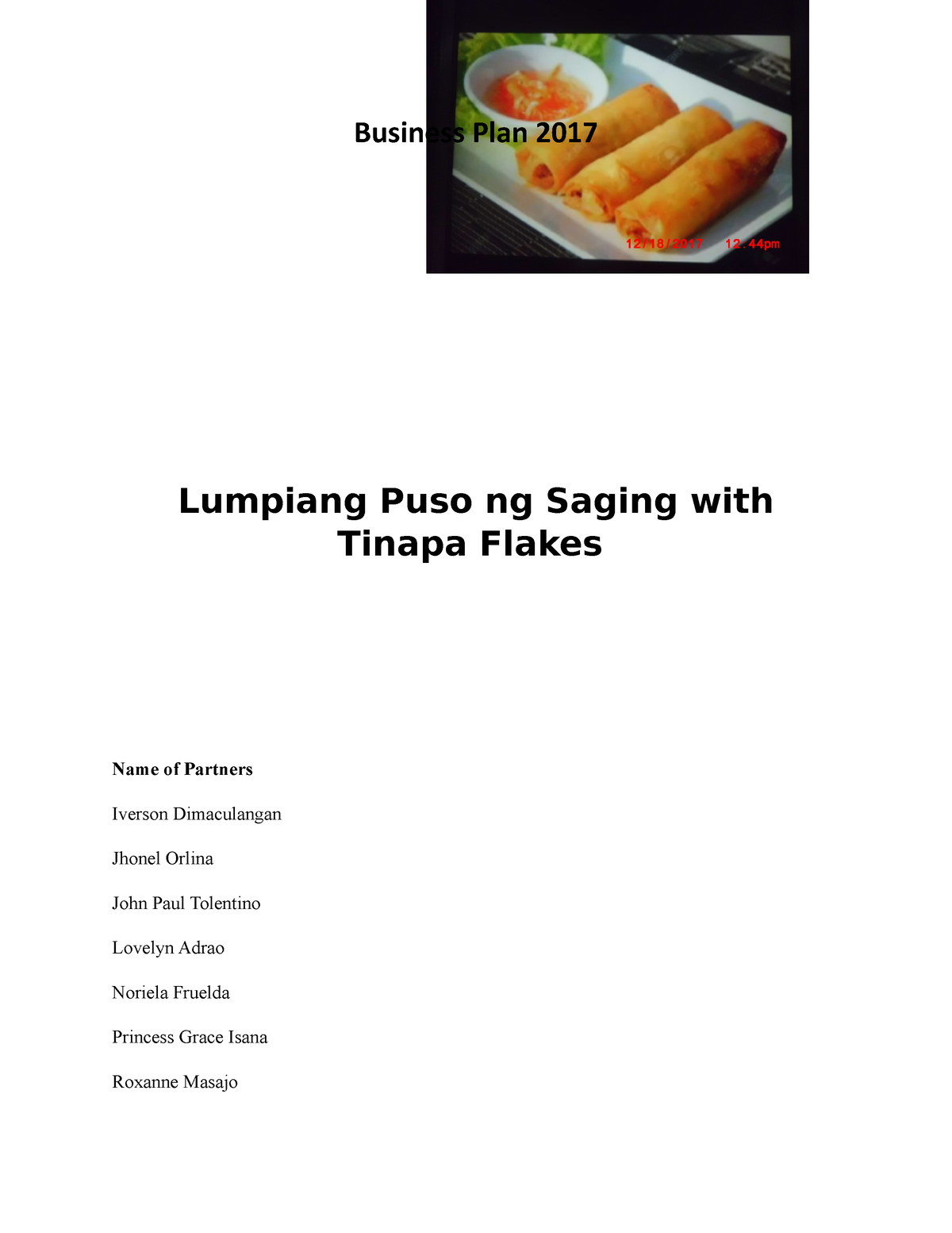 lumpia introduction business plan