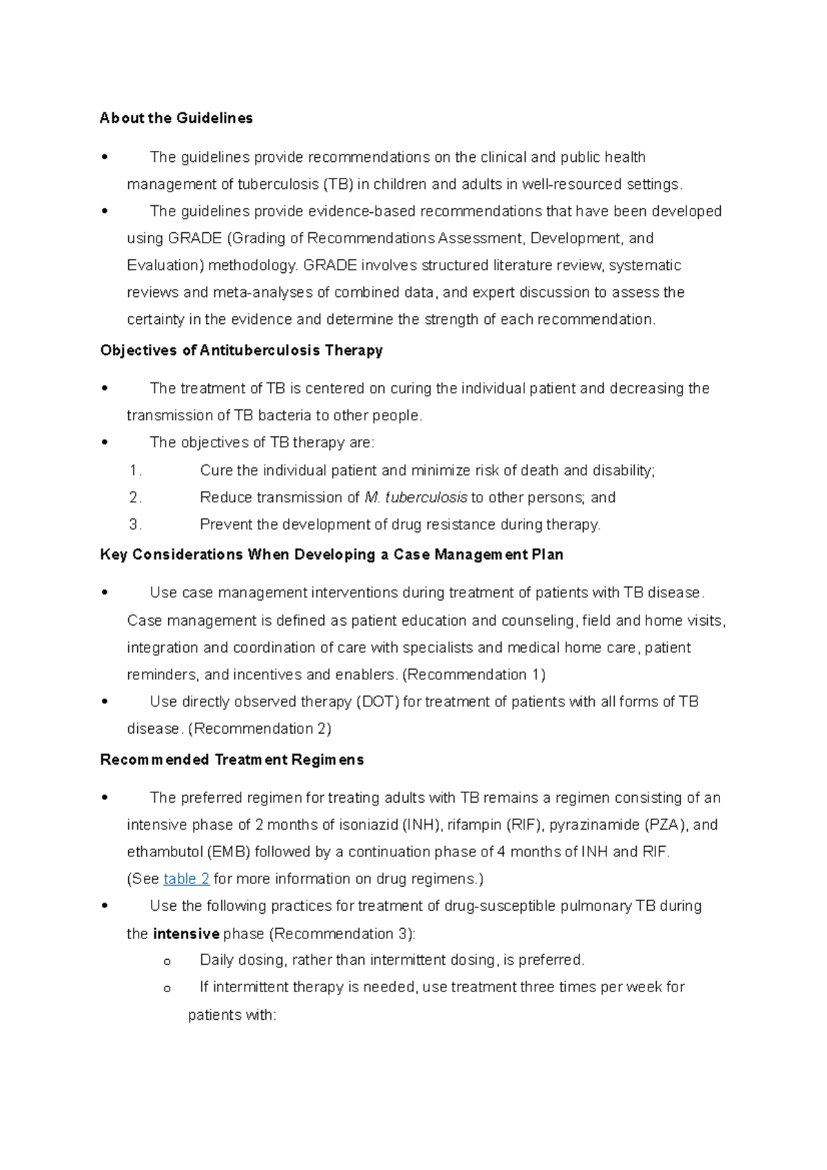 TB guidelines - Tuberculosis - About the Guidelines The guidelines ...