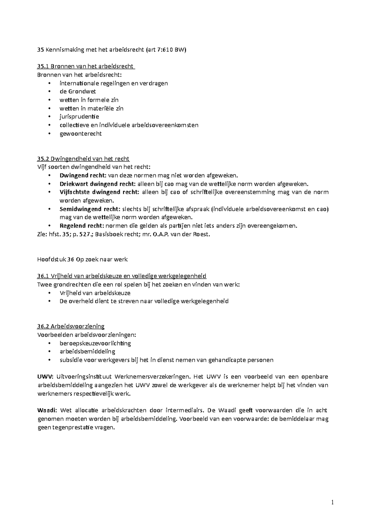 Samenvatting Arbeidsrecht - 35 Kennismaking Met Het Arbeidsrecht (art 7 ...