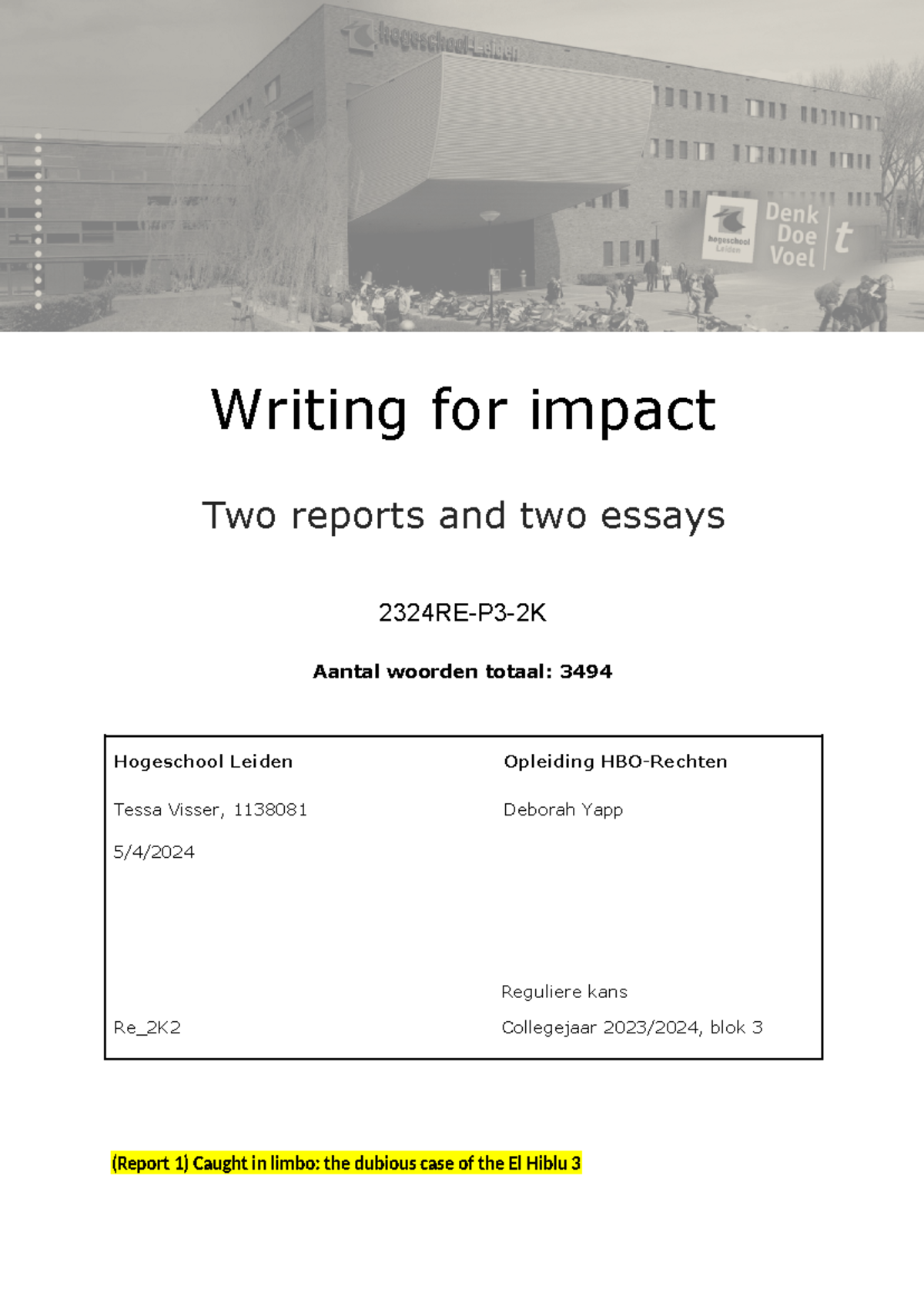 Writing for impact - all four documents - Writing for impact Two ...