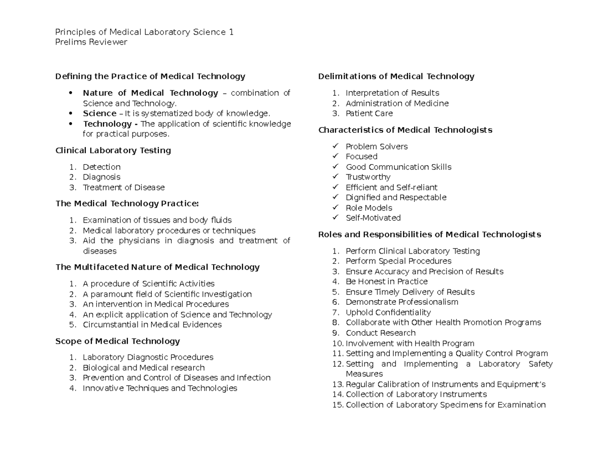 PMLS 1 Prelims Transes - Prelims Reviewer Defining The Practice Of ...