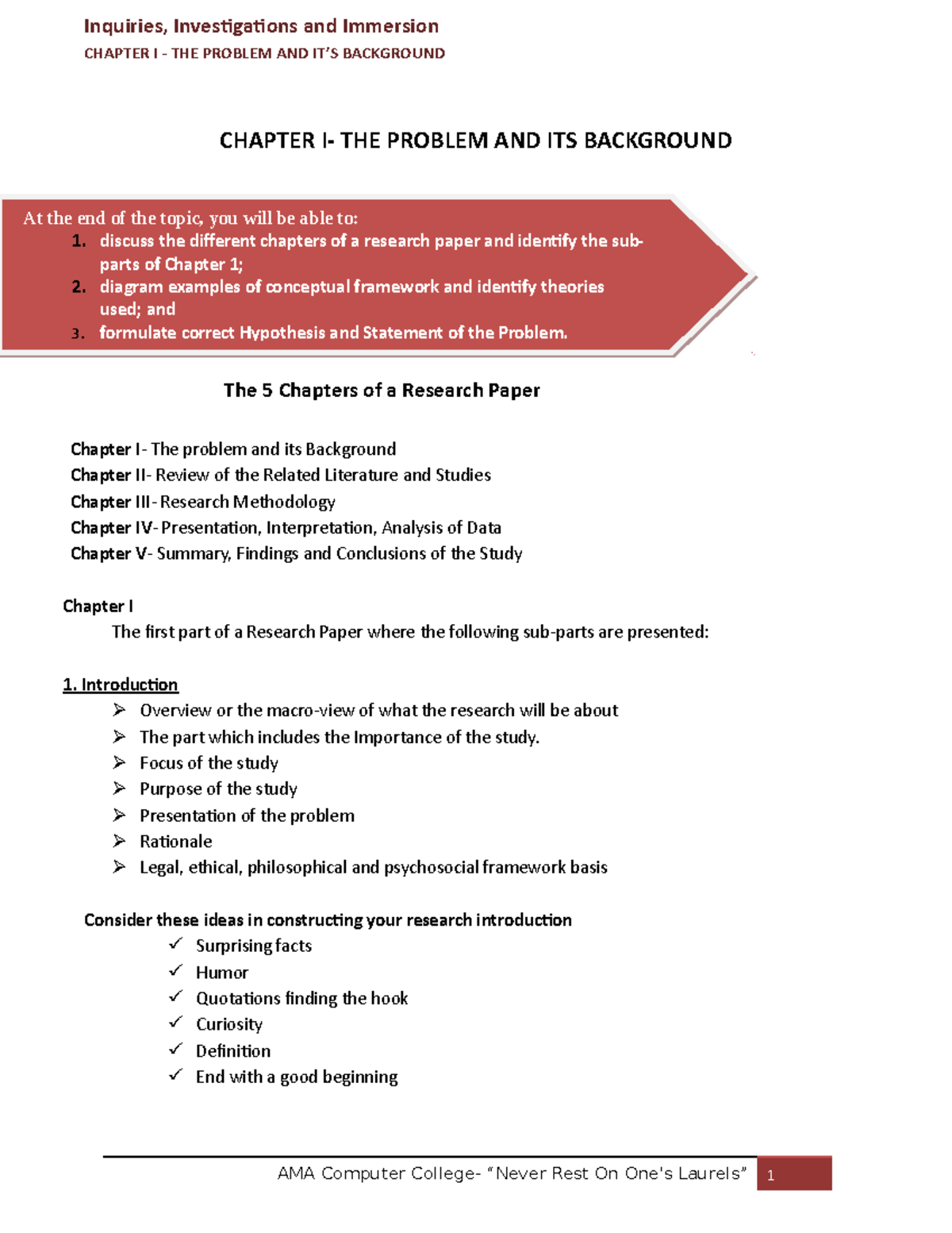 chapter 1 statement of the problem example qualitative research