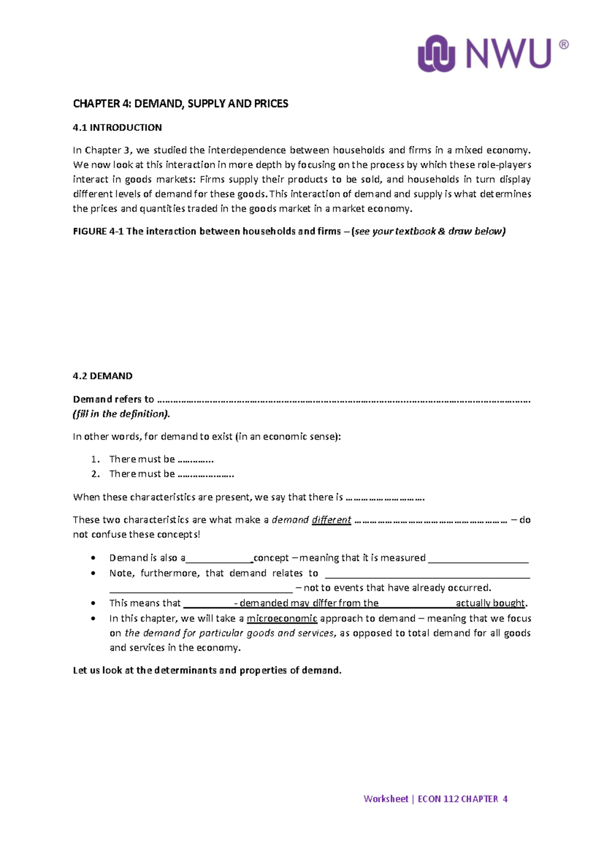 Chapter+4 English - NOTES - CHAPTER 4: DEMAND, SUPPLY AND PRICES 4 ...