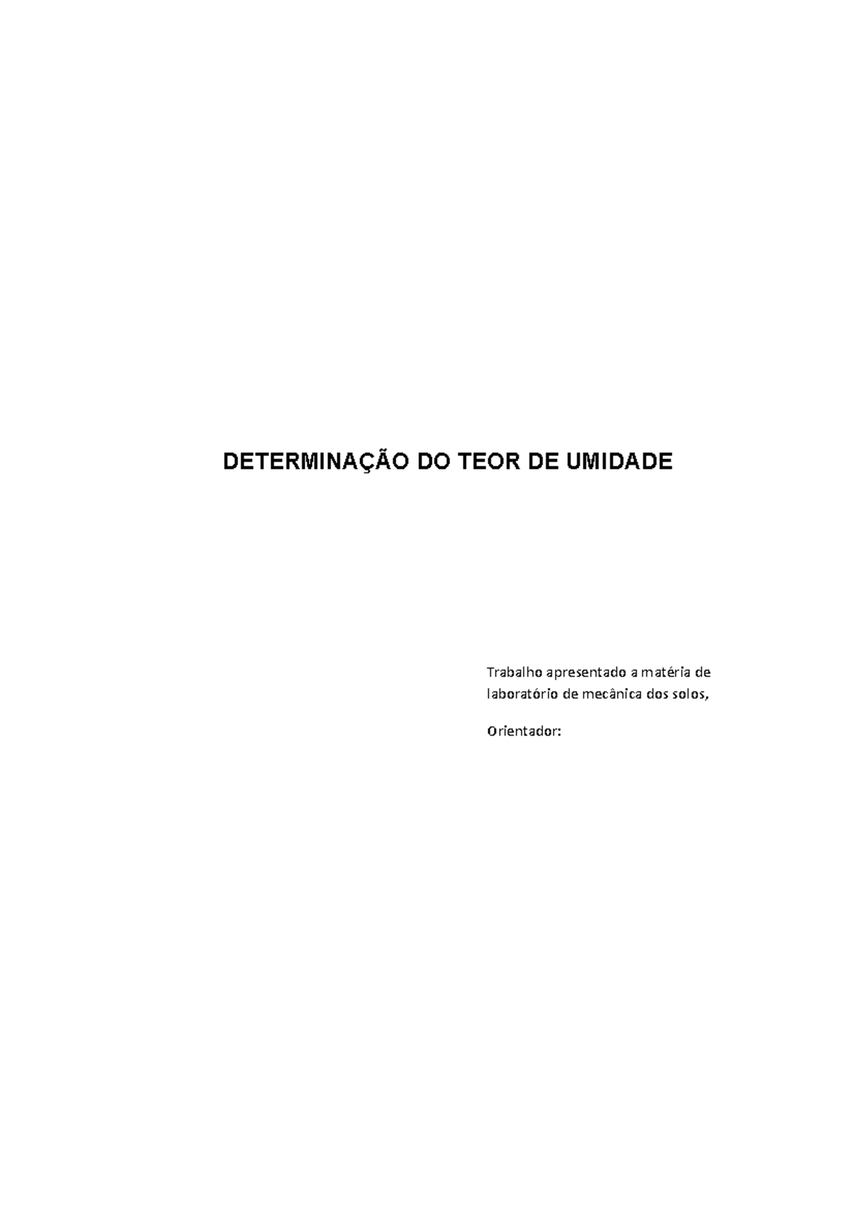 Determinação Do Teor De Umidade – SYXR