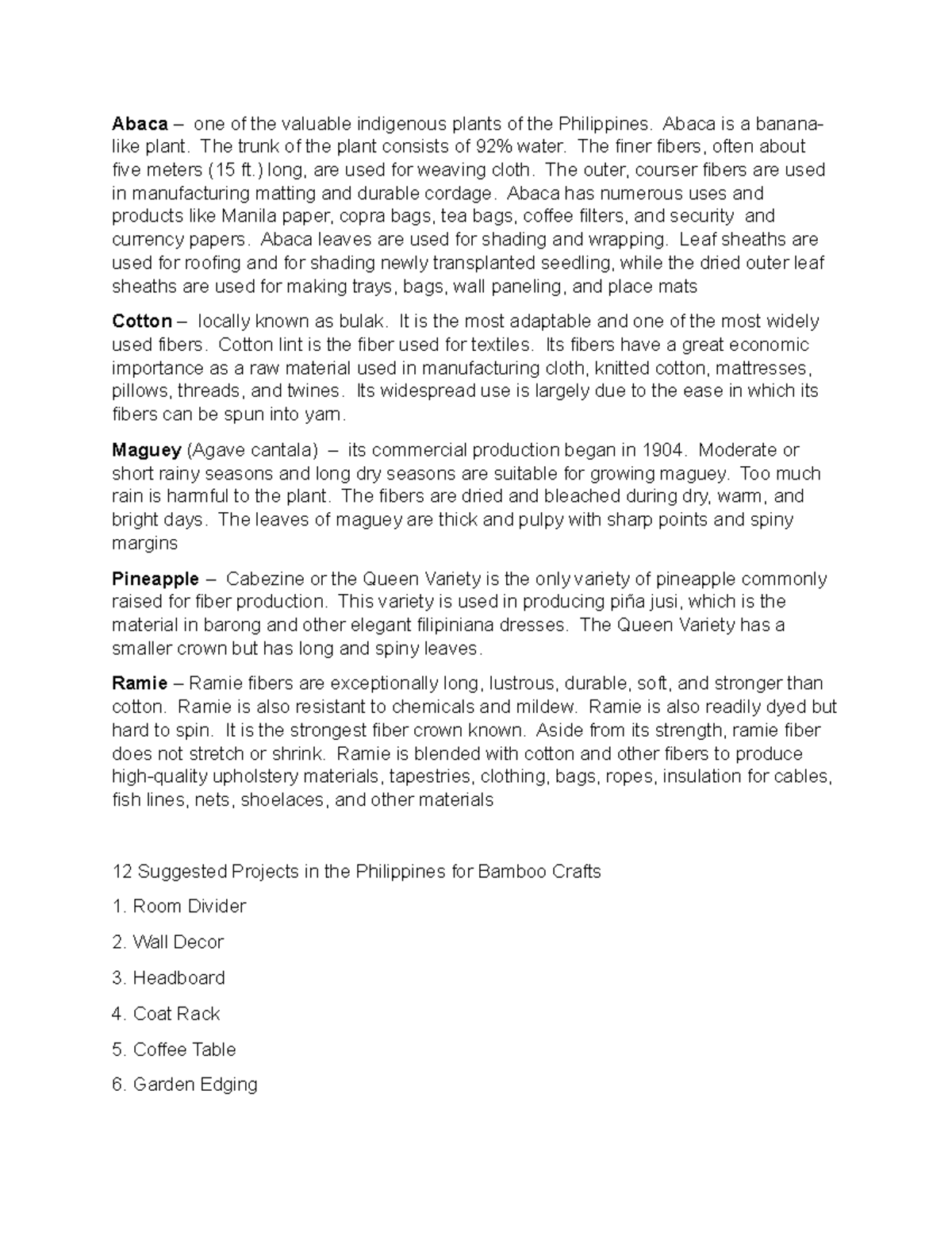 TLE Report None Abaca one of the valuable indigenous plants of