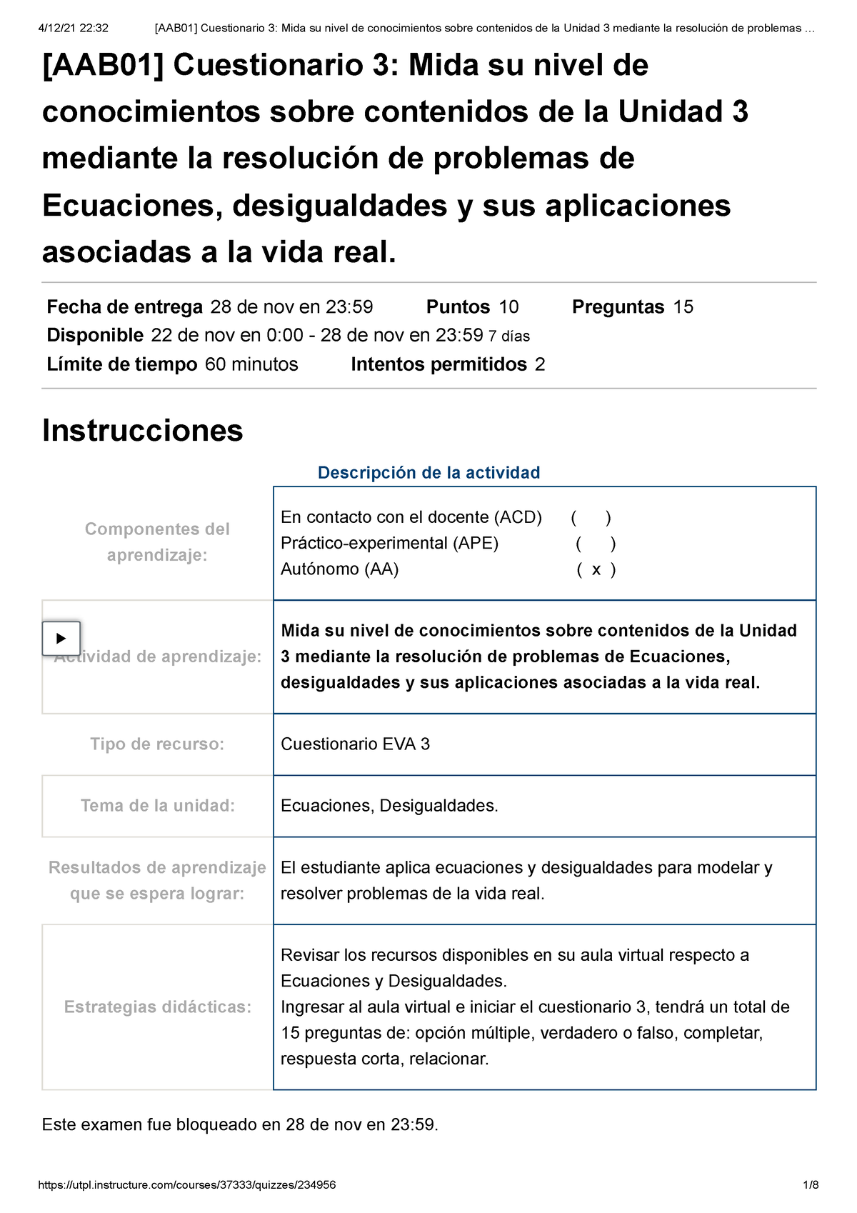 AAB01~3 - Examen - [AAB01] Cuestionario 3: Mida Su Nivel De ...