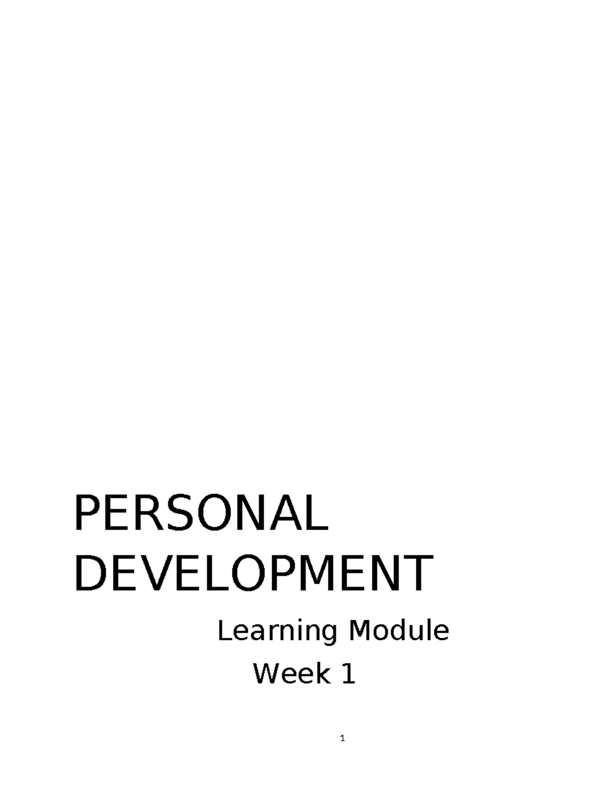 Who Am I - Module 1 - PERSONAL DEVELOPMENT Learning Module Week 1 TITLE ...