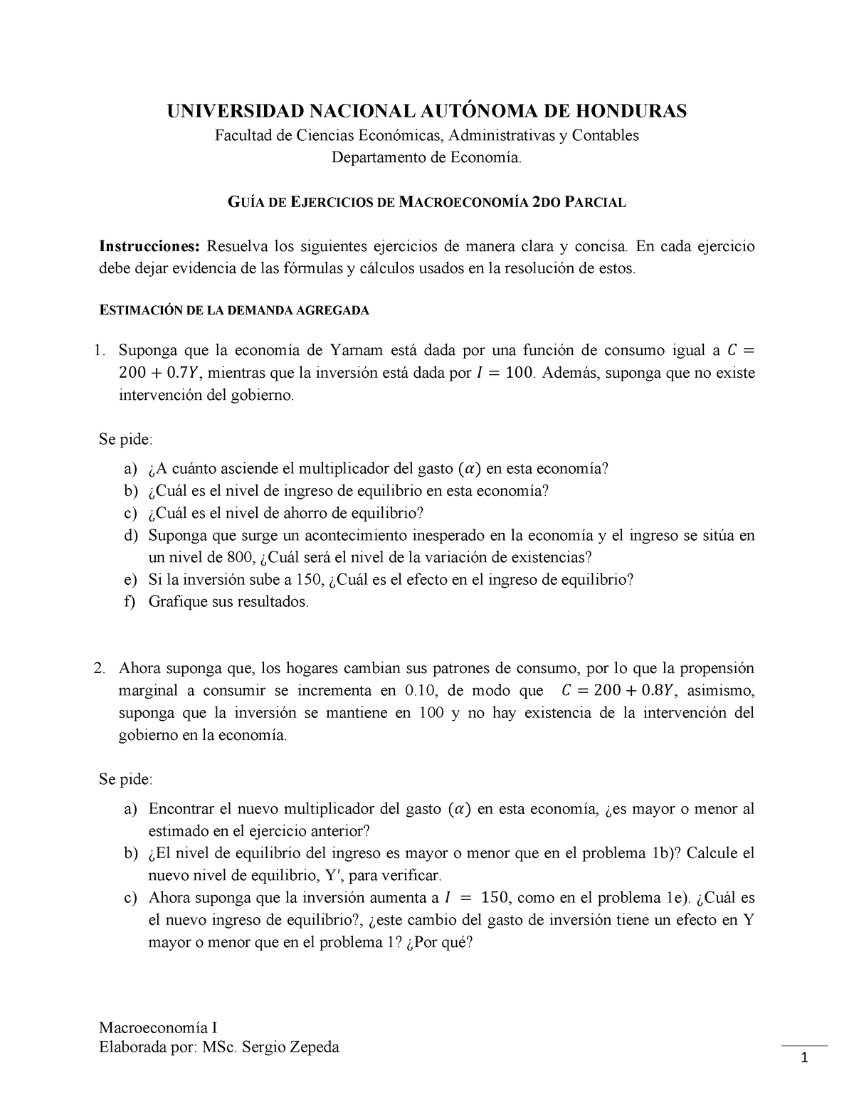 GUÍA DE Ejercicios DE Macroeconomía 2do Parcial - Macroeconomía I ...