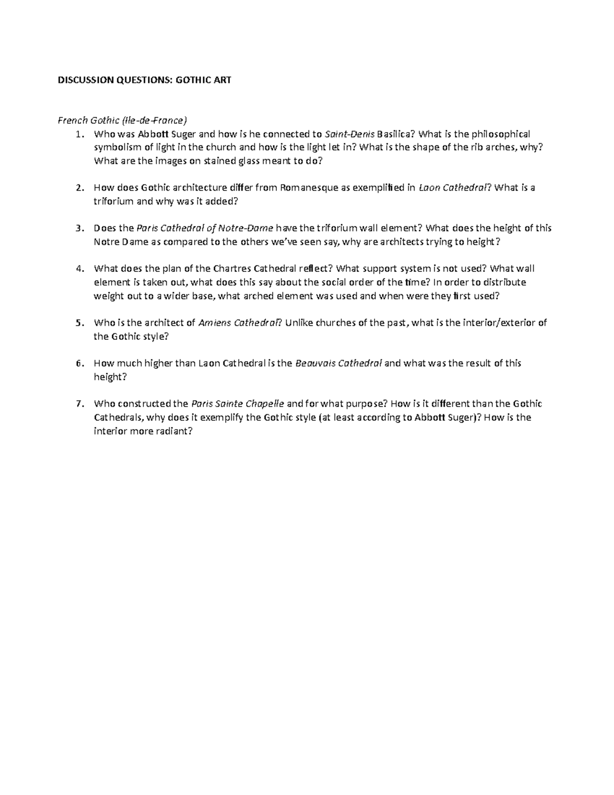 Module 30 French Gothic Questions - DISCUSSION QUESTIONS: GOTHIC ART ...