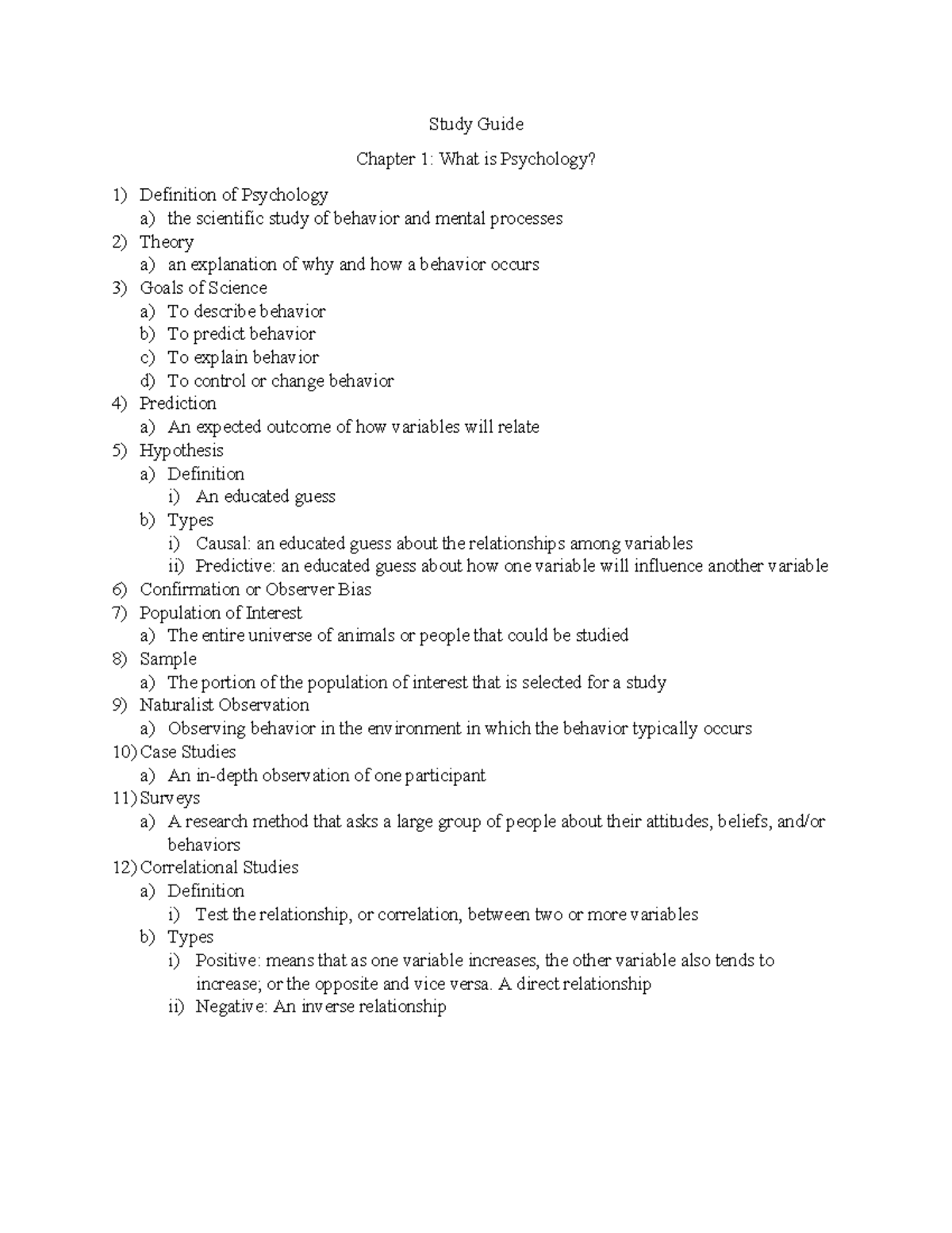 PSY 101 Study Guide (Ch. 1-3) - Study Guide Chapter 1: What Is ...