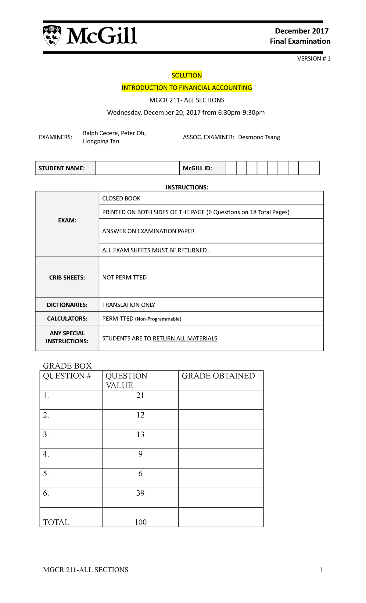 Final Exam 17 December 2017, questions and answers - December 2017 ...