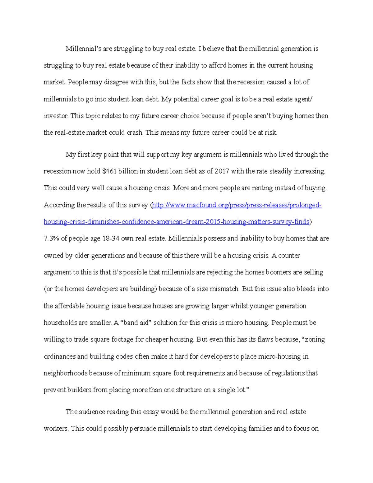 Writing notes - Millennial’s are struggling to buy real estate. I ...
