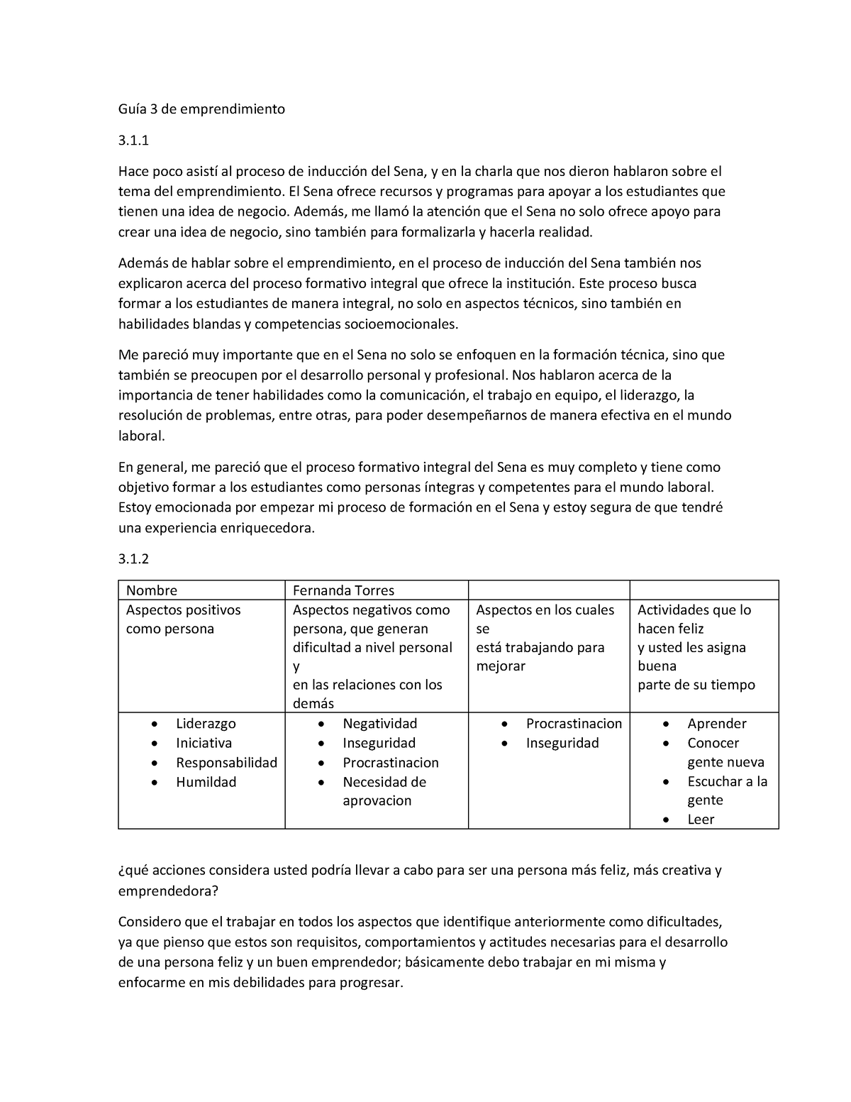 Guía 3 De Emprendimiento GuÌa 3 De Emprendimiento Hace Poco AsistÌ Al Proceso De InducciÛn Del 7854