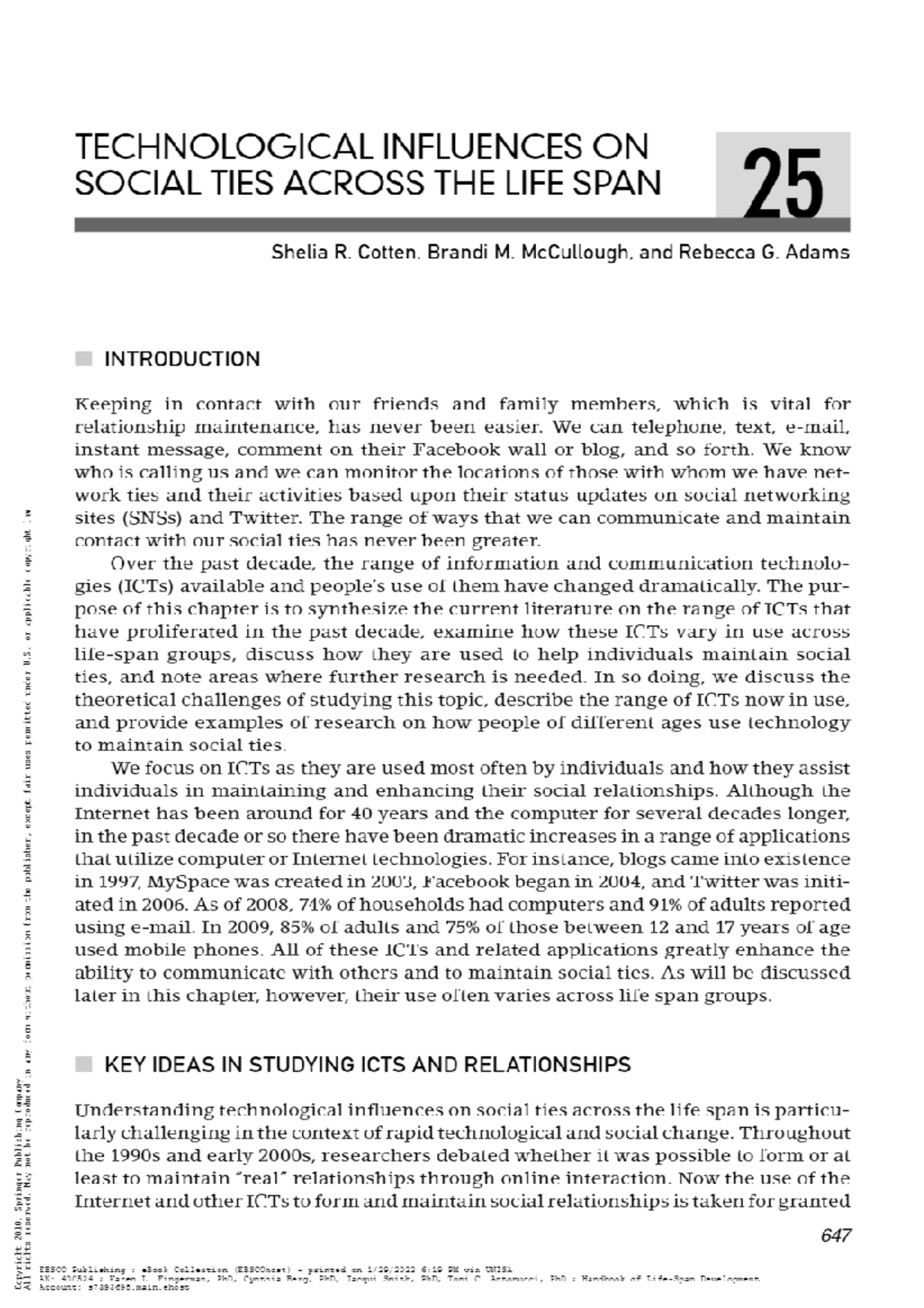 Technological influences on social ties across the lifespan PYC4805