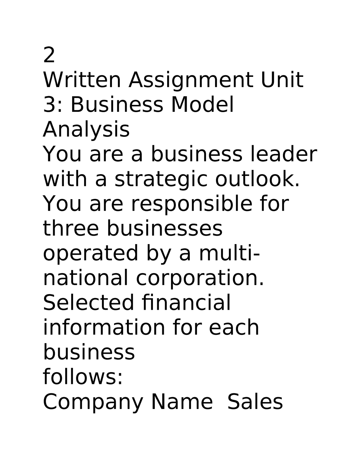 BUS 4403 Business Policy and Strategy unit 3 WA - 2 Written Assignment ...