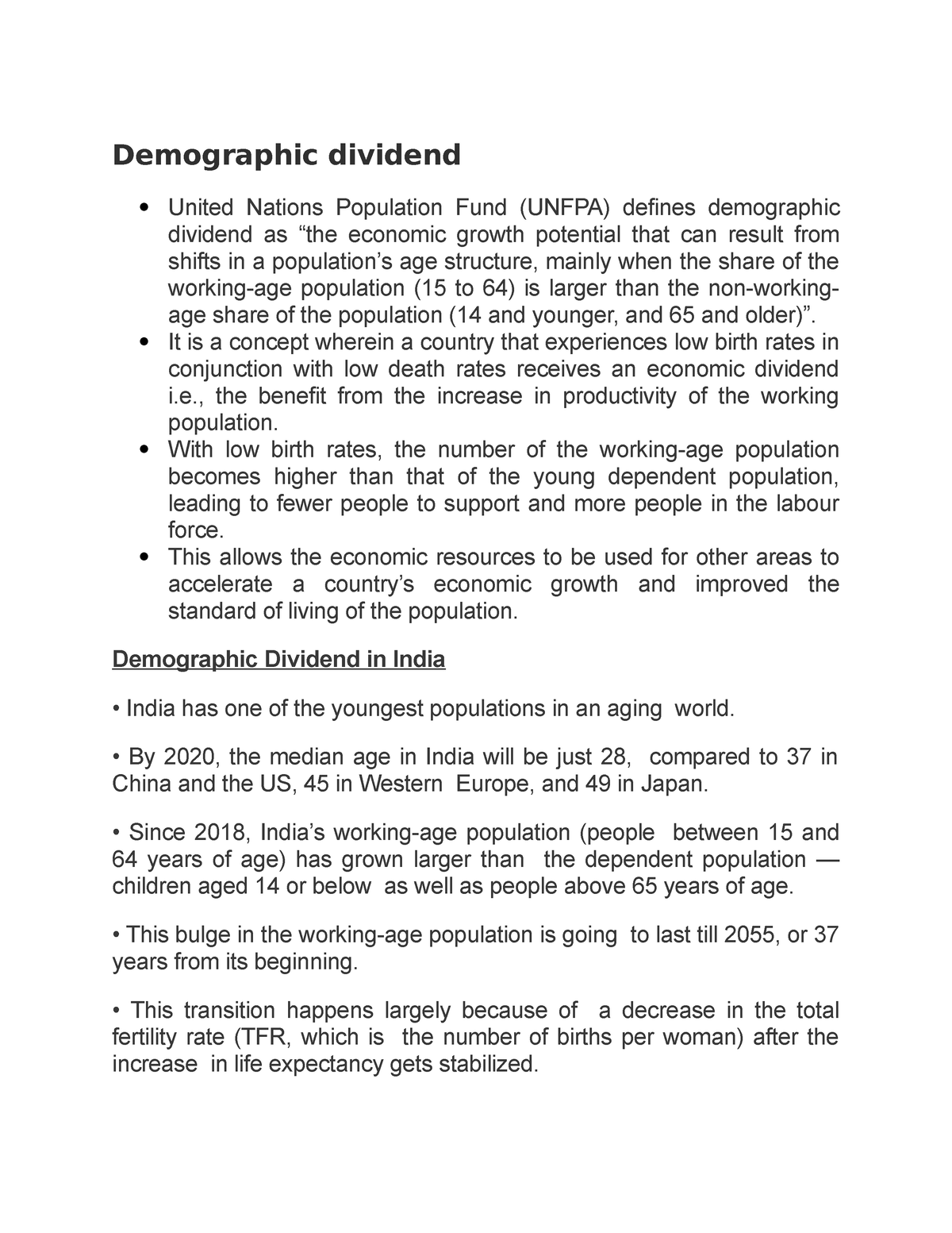 demographic dividend case study ib geography