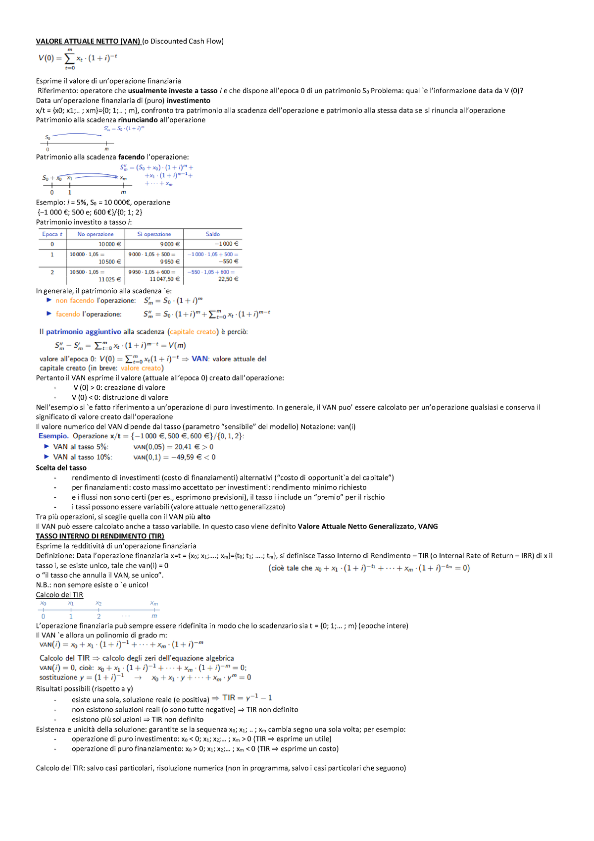 Formule matematica finanziaria - Formule matematica finanziaria Operazione  di investimento I=M-P - Studocu