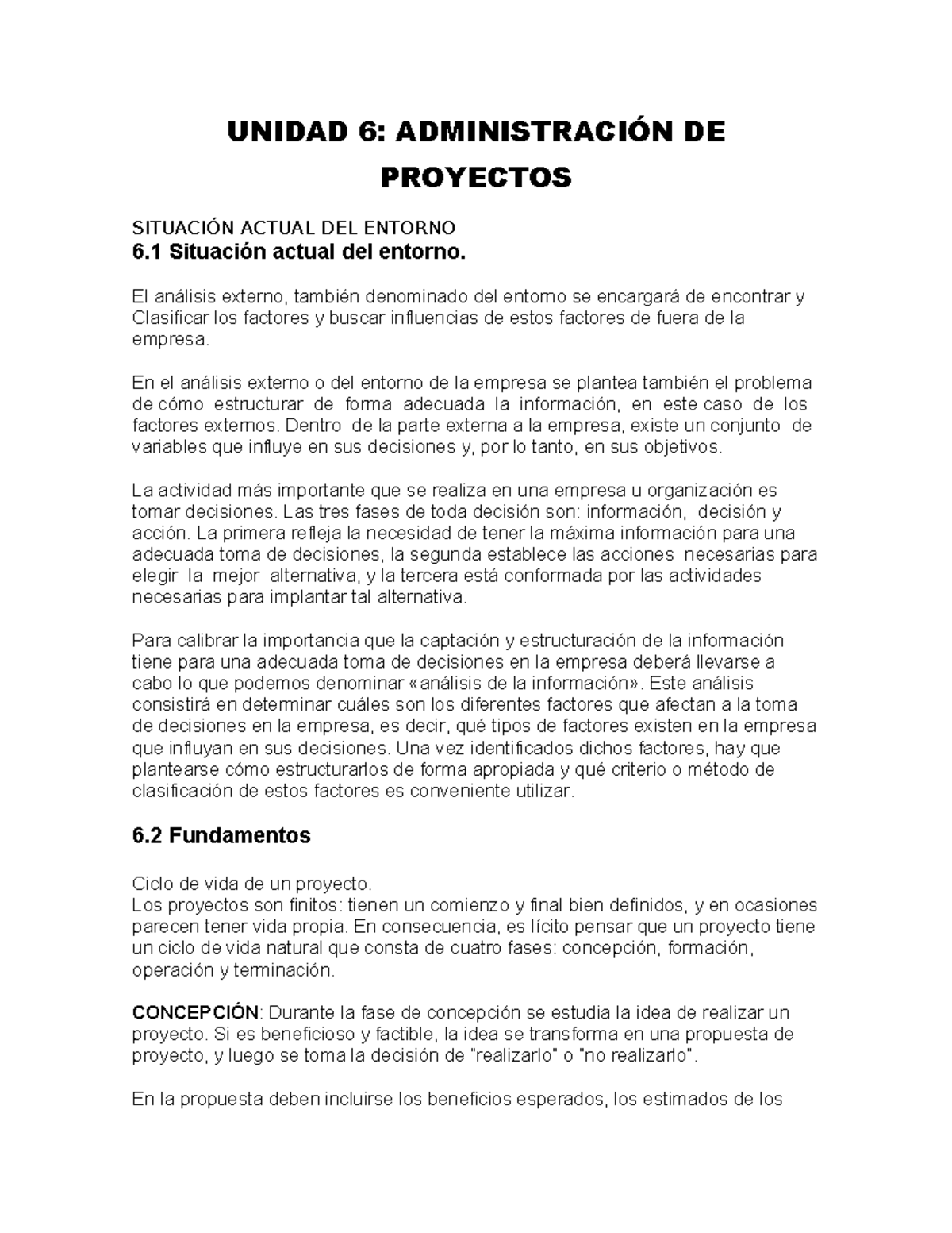 Unidad 6 Administración DE Proyectos - UNIDAD 6: ADMINISTRACIÓN DE ...