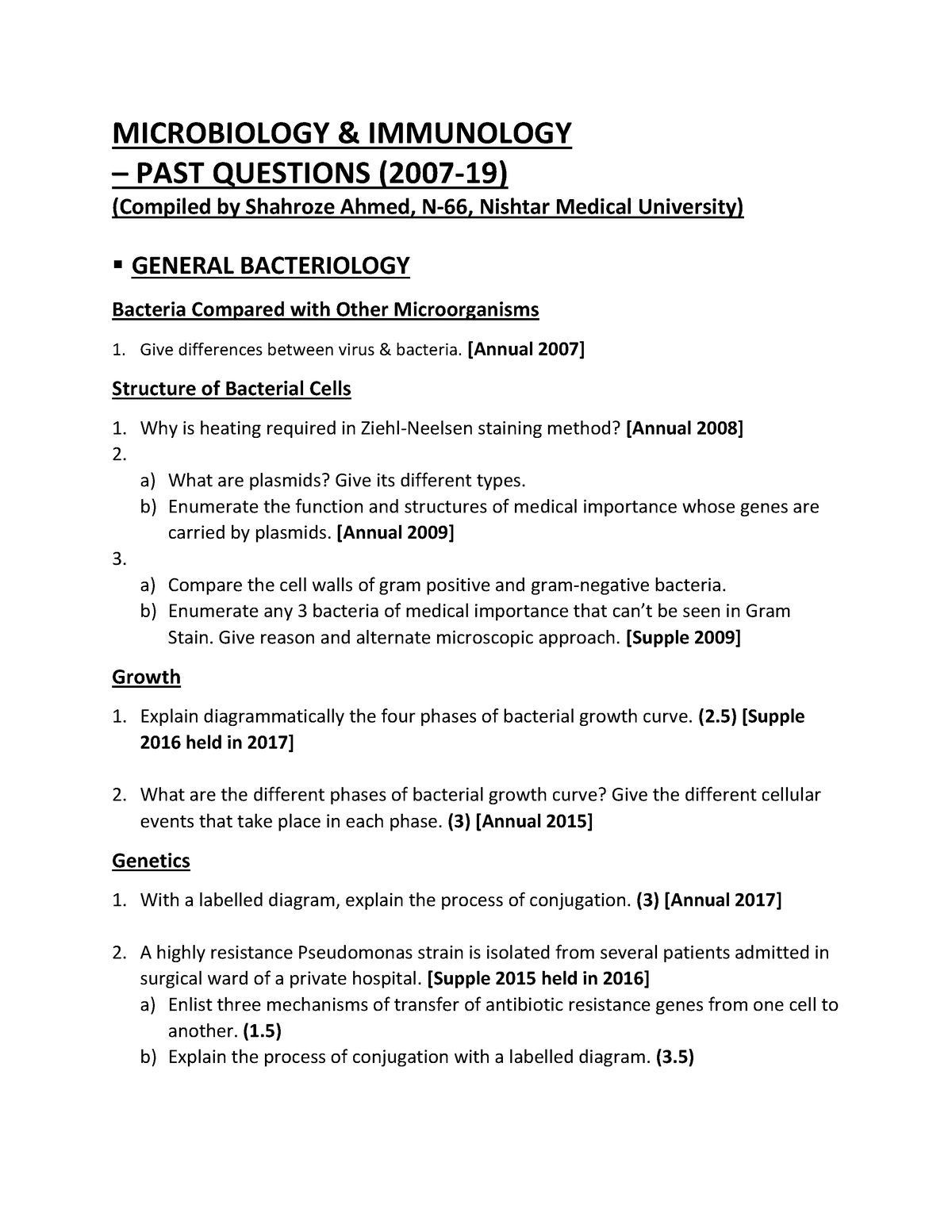 phd entrance paper microbiology