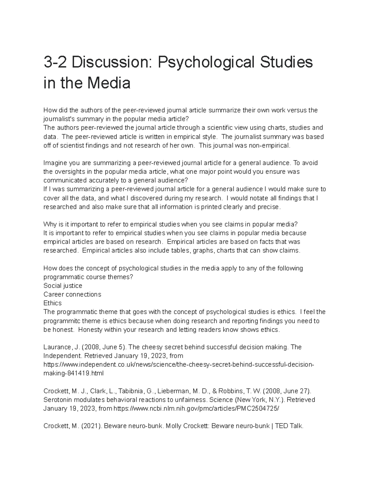 discussion psychology dissertation