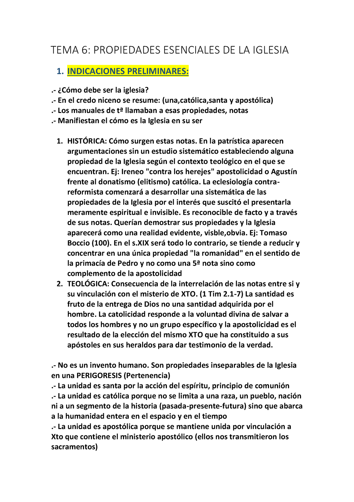 TEMA 6 Propiedades Esenciales DE LA Iglesia - Warning: TT: undefined  function: 22 TEMA 6: - Studocu