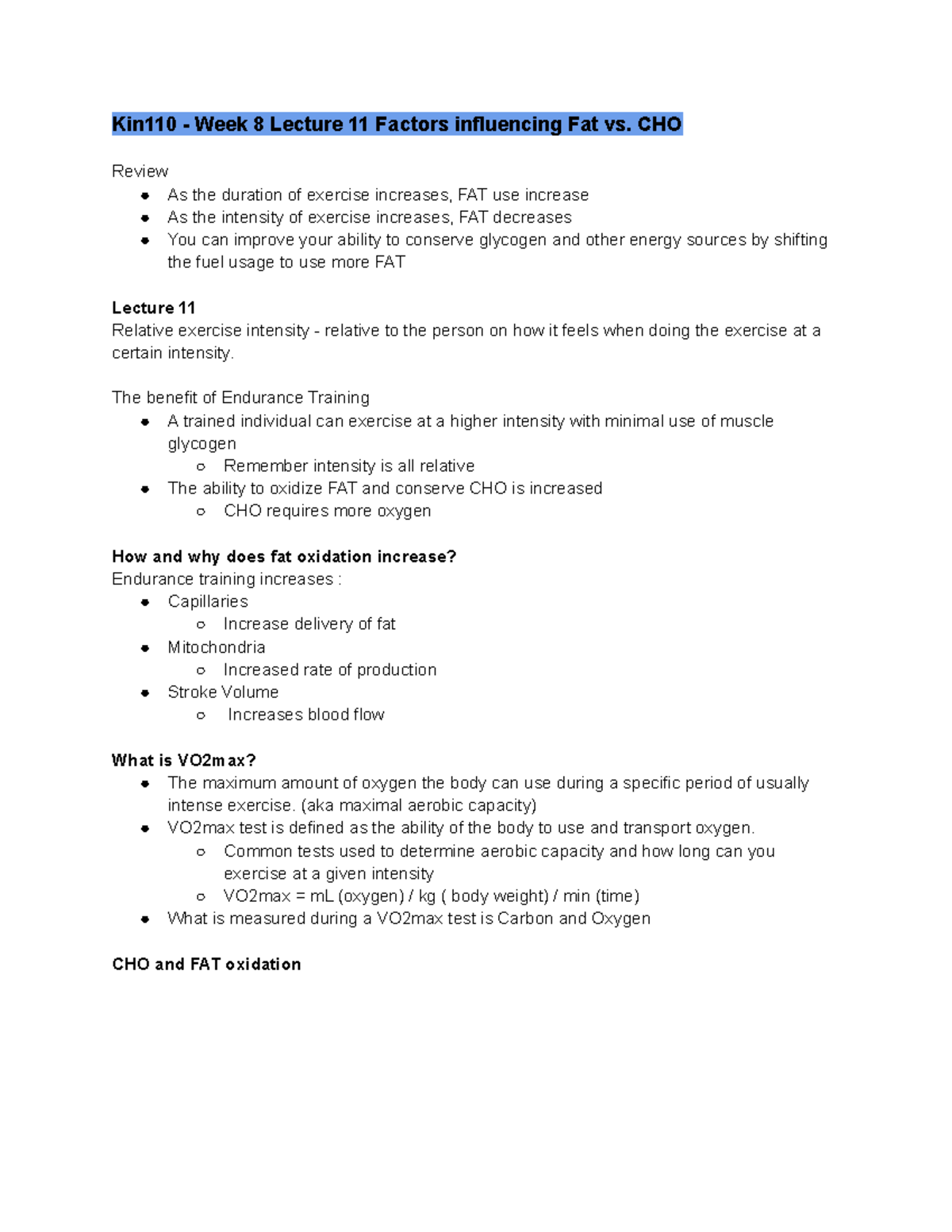Kin110 - Week 8 +9 - Gregory Grinnell lecture notes for kin 110 - K110 ...