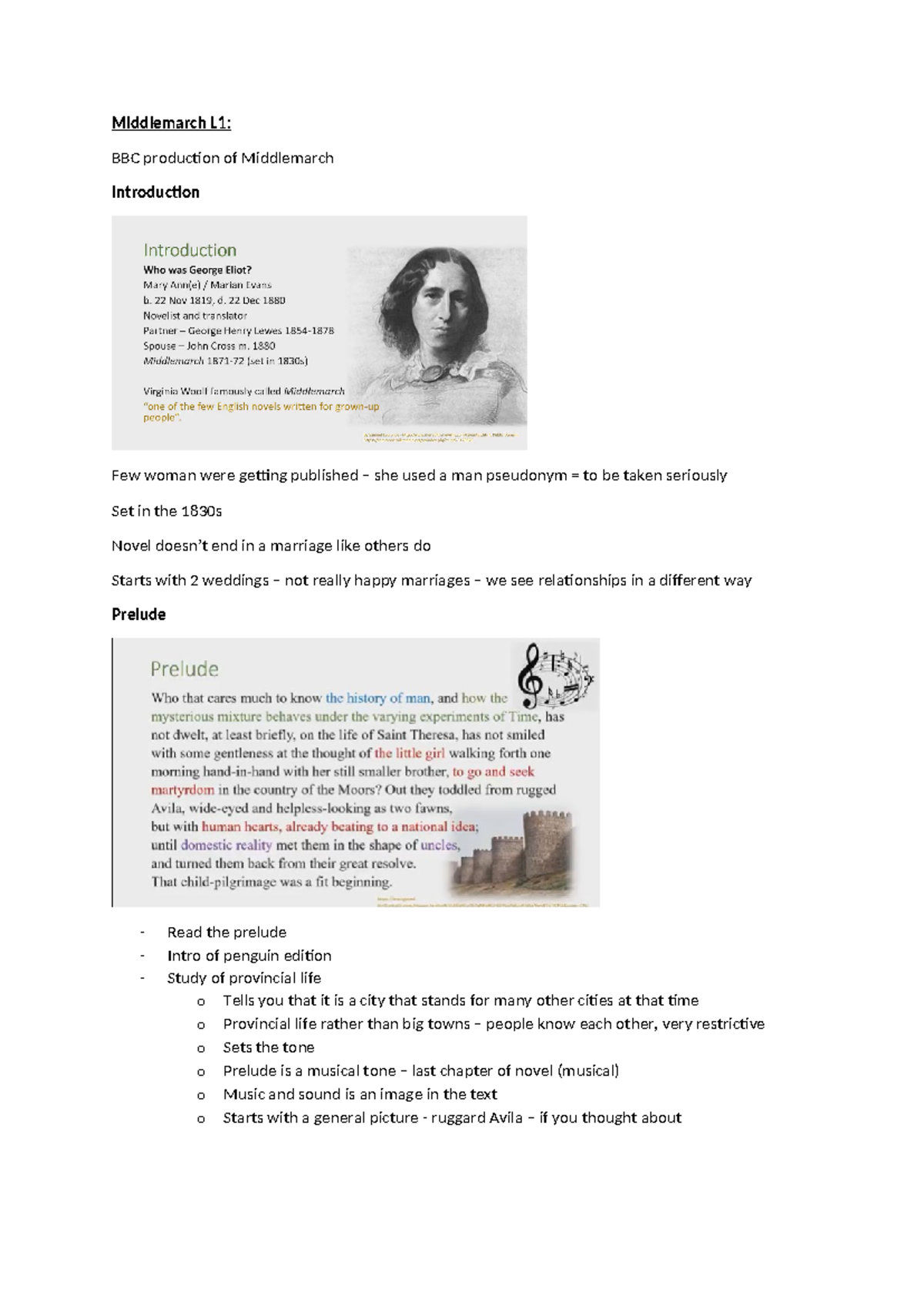 2. Middlemarch - Elliot - Middlemarch L1: BBC production of Middlemarch ...