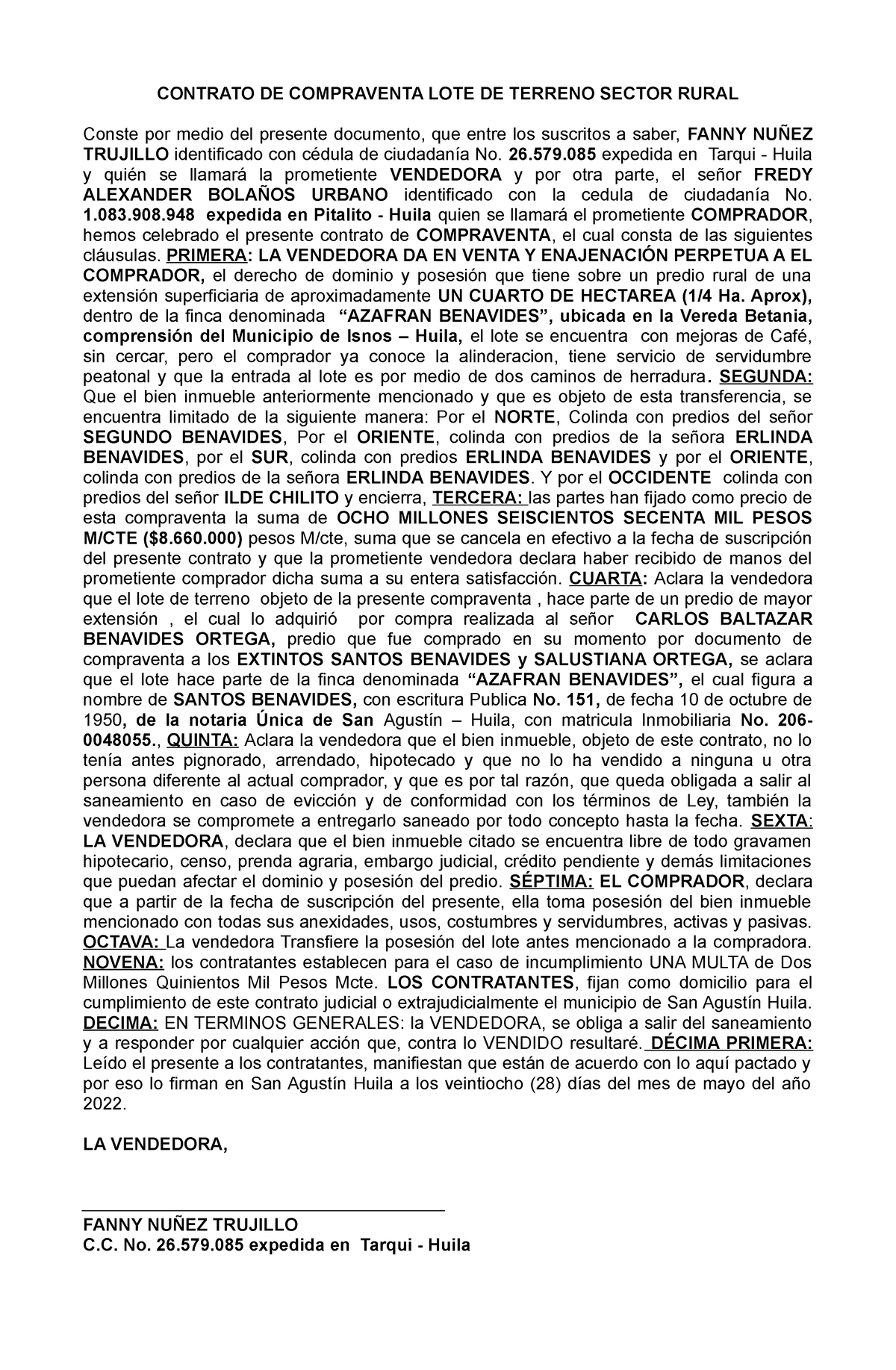 Contrato DE Compraventa LOTE DE Terreno 28 Marzo 2022 2 - CONTRATO DE  COMPRAVENTA LOTE DE TERRENO - Studocu