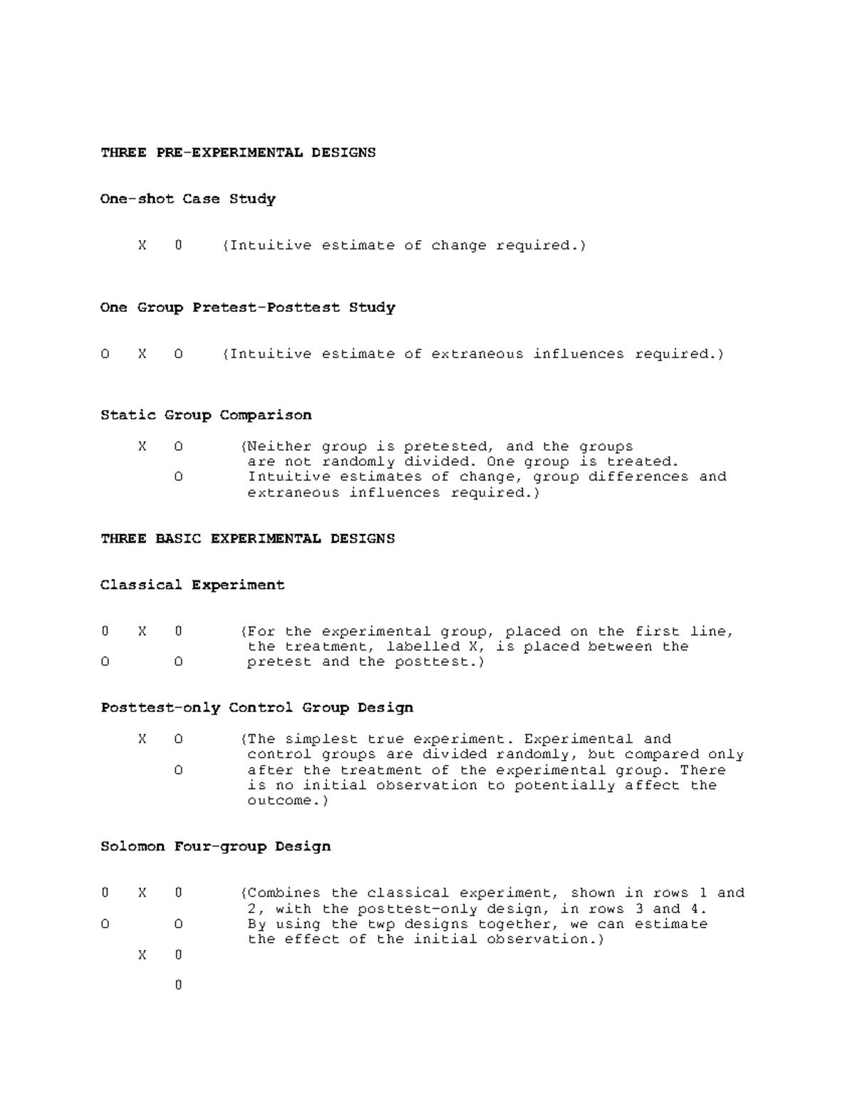 pre experimental one shot case study