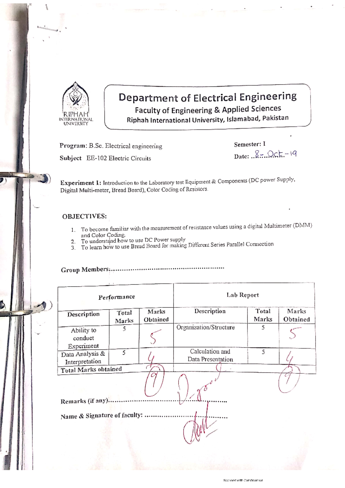 Example of Lab Report (Senior Student of previous year) Electrical