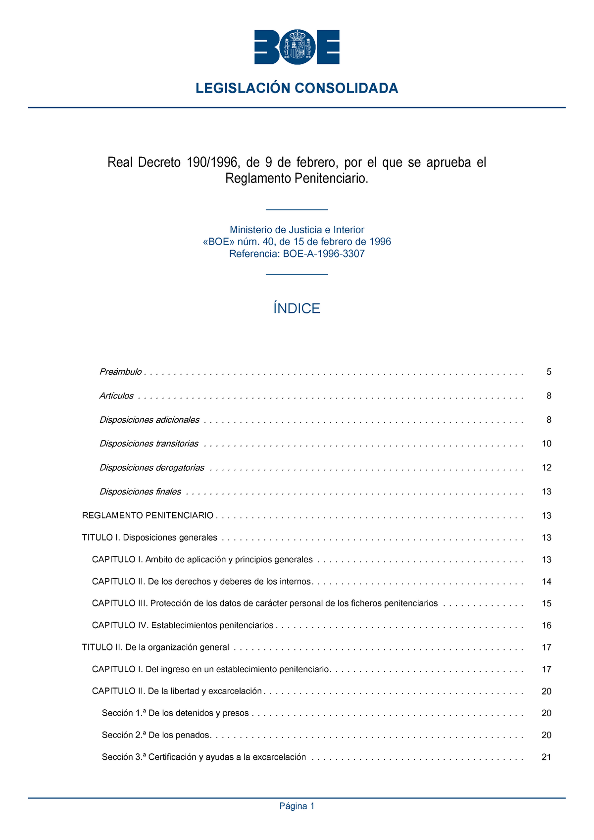 Real Decreto 190:1996, De 9 De Febrero, Por El Que Se Aprueba El ...