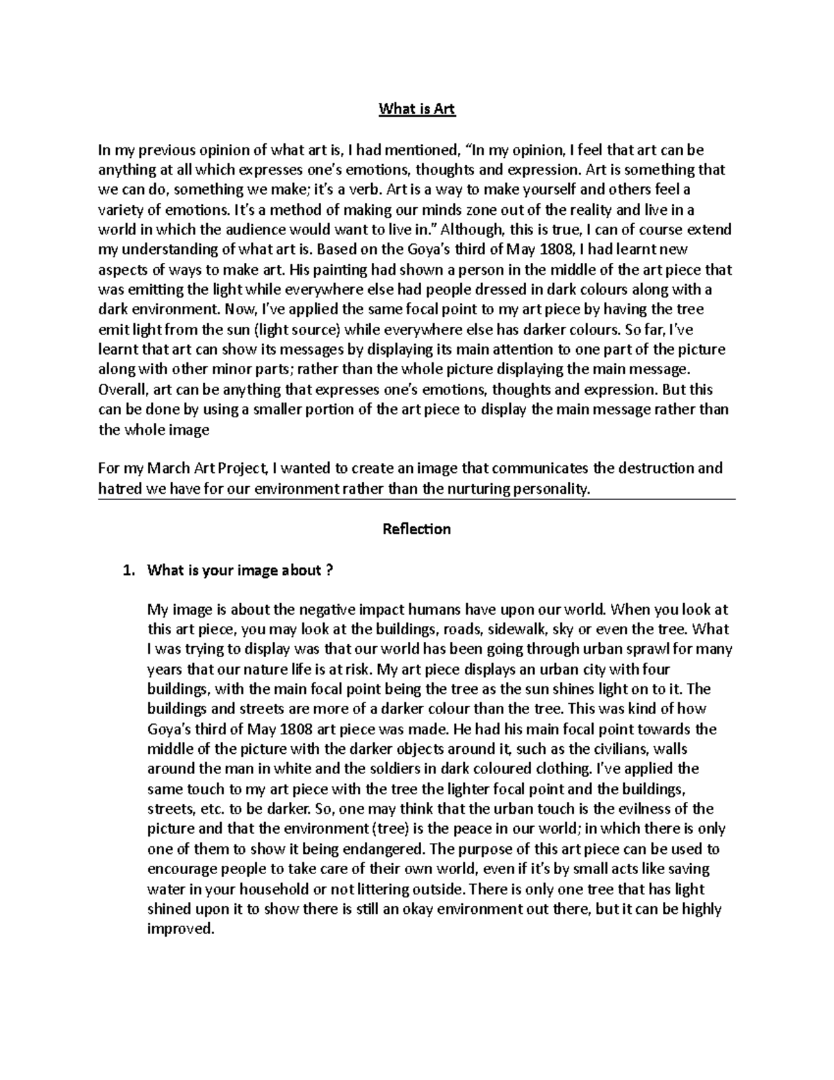 art gallery reflection essay