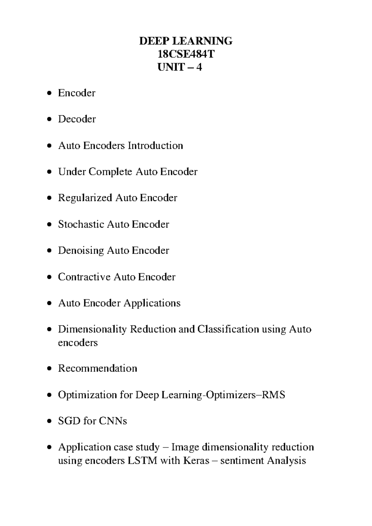 Deep Learning Notes Unit-4 - DEEP LEARNING 18CSE484T UNIT – 4 Encoder ...