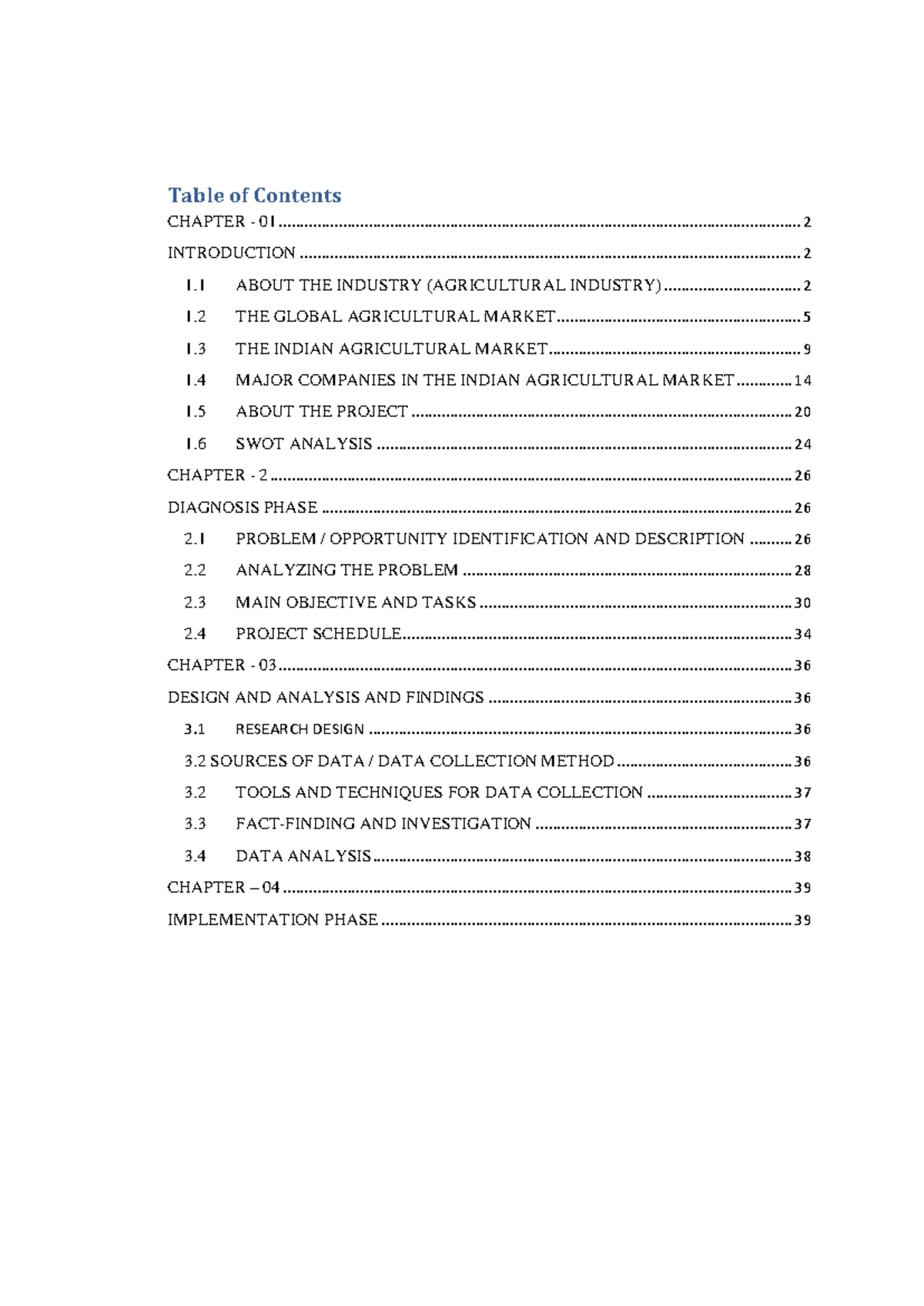 MAP Project (Copy) - Good - Table of Contents CHAPTER - INTRODUCTION 1 ...