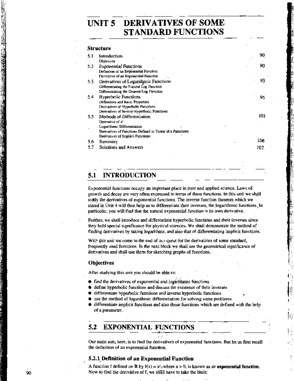 Unit 5 Derivative Of Some Standard Equations Unit 5 Derivatives Of Some Standard Functions Studocu