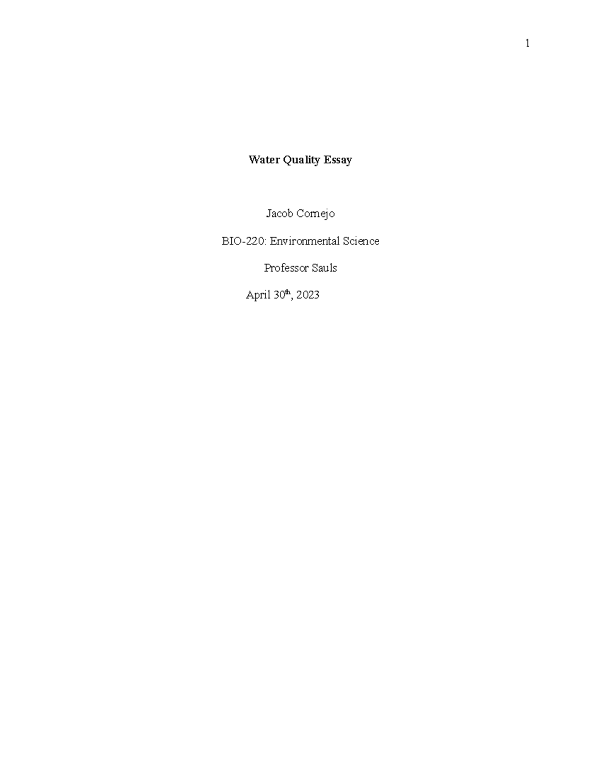 water quality issues essay