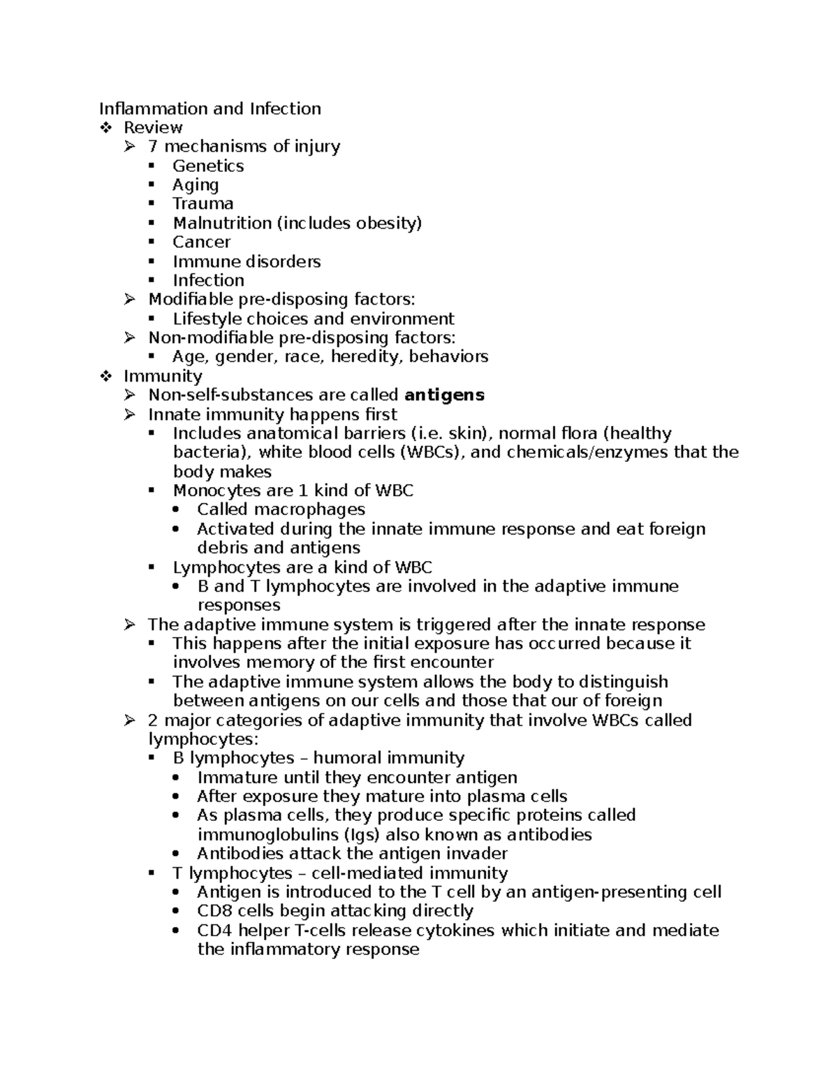 Unit 3 - Lecture notes for unit 3 - Inflammation and Infection Review 7 ...
