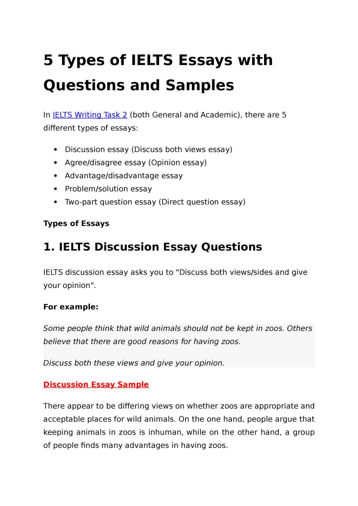 5 types of ielts essays