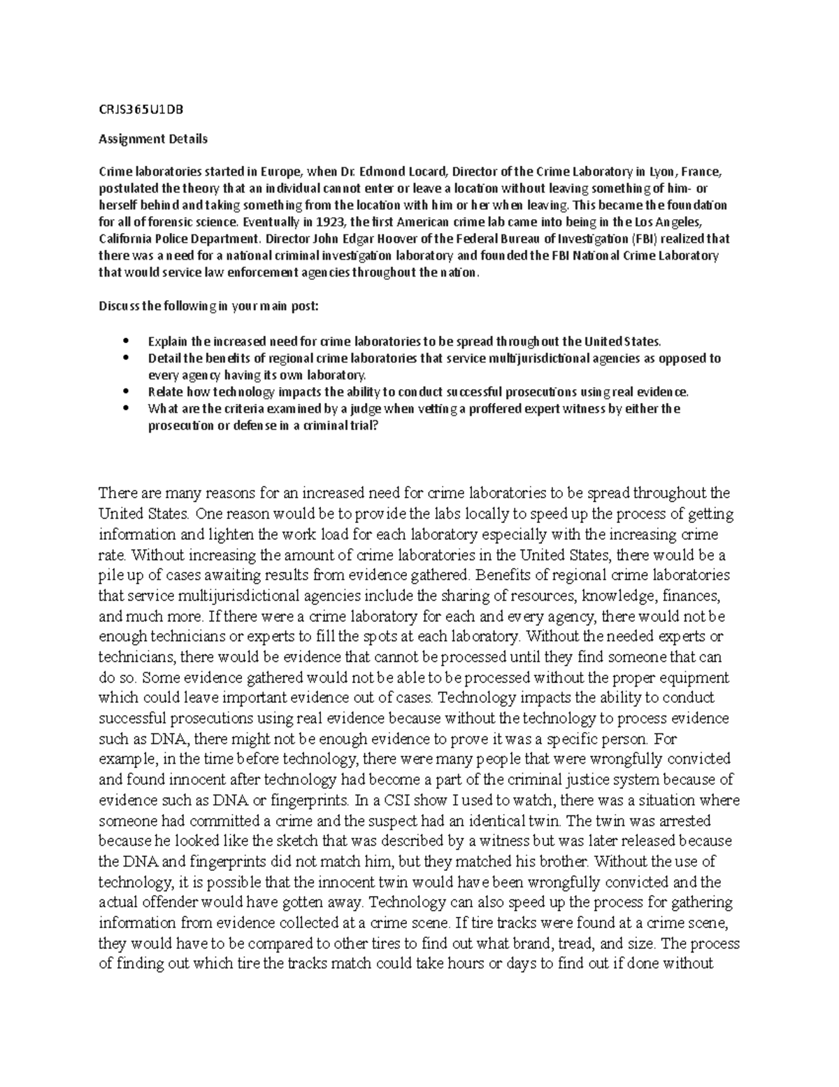 CRJS365U1DB - course work - CRJS365U1DB Assignment Details Crime ...