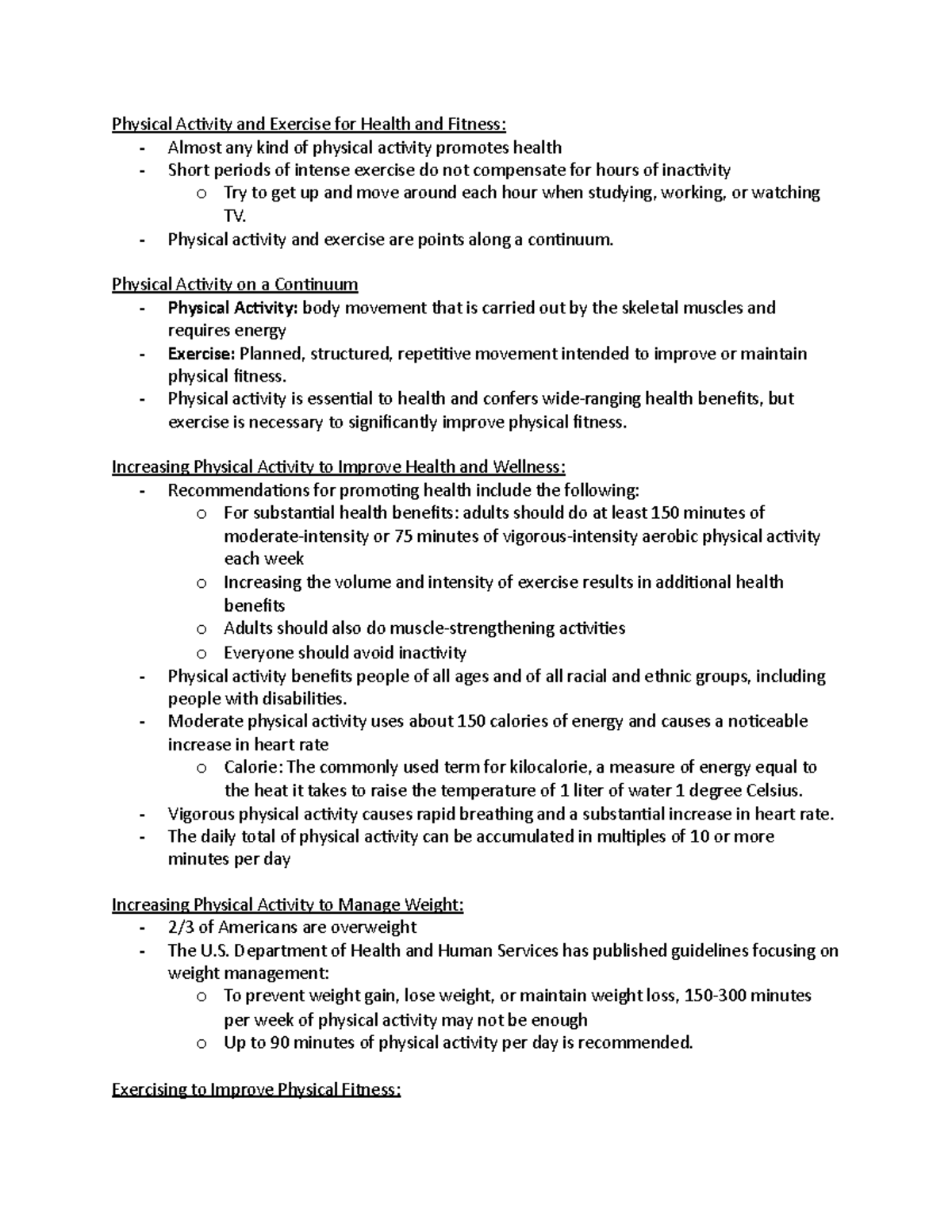 Fitness For Living Chapter 2 - Physical Activity and Exercise for ...
