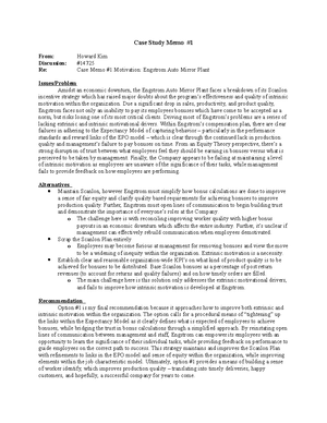 economics case study memo