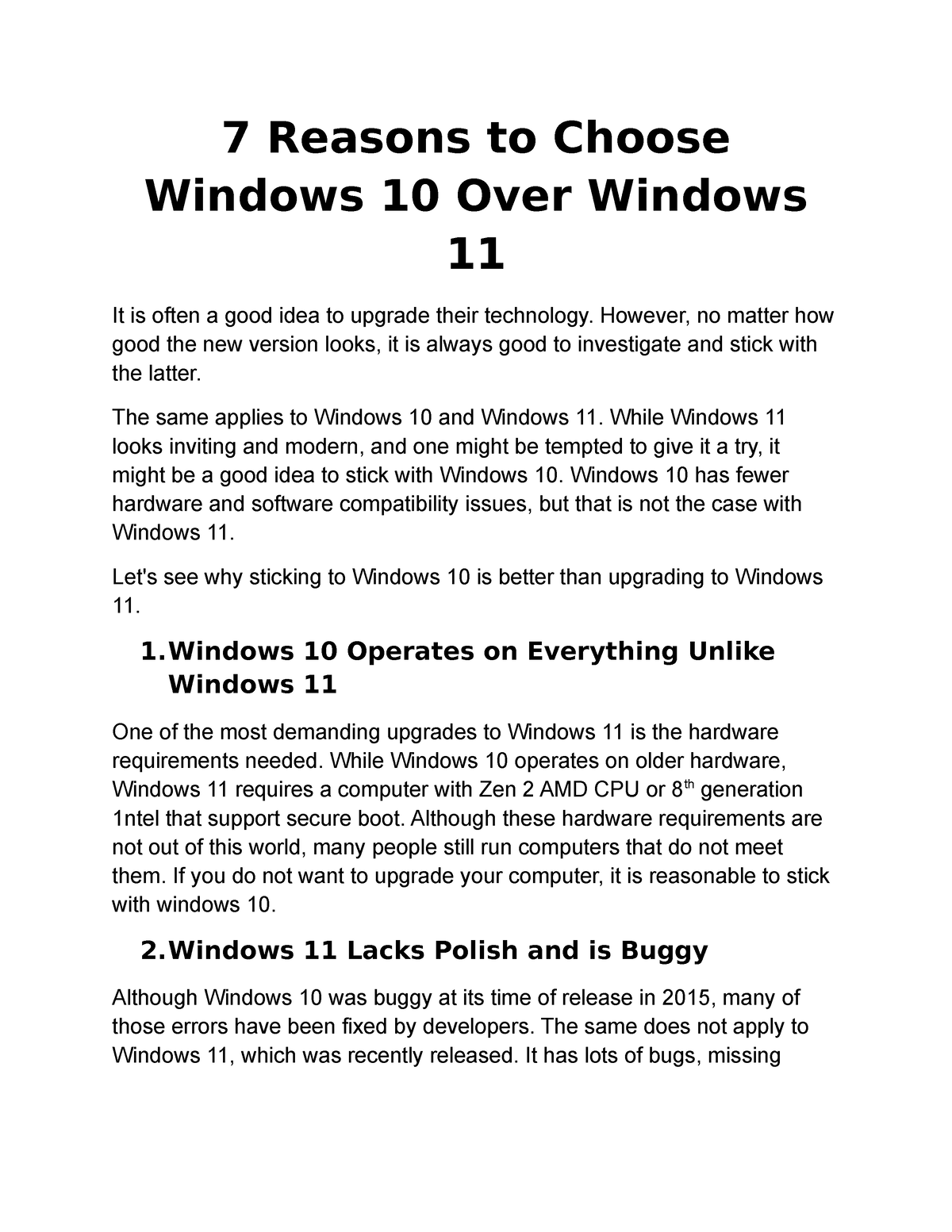 essay on windows 10