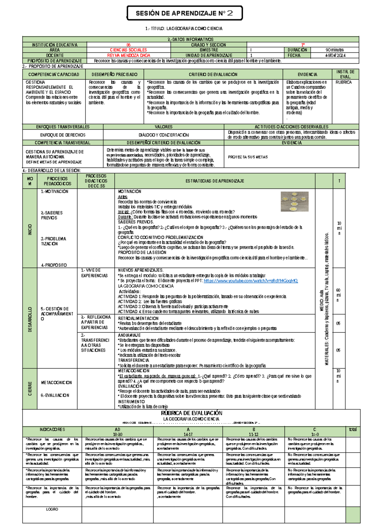 Sesion 2(1°) la geografia commo ciencia - 1.- TÍTULO: LA GEOGRAFIA COMO ...