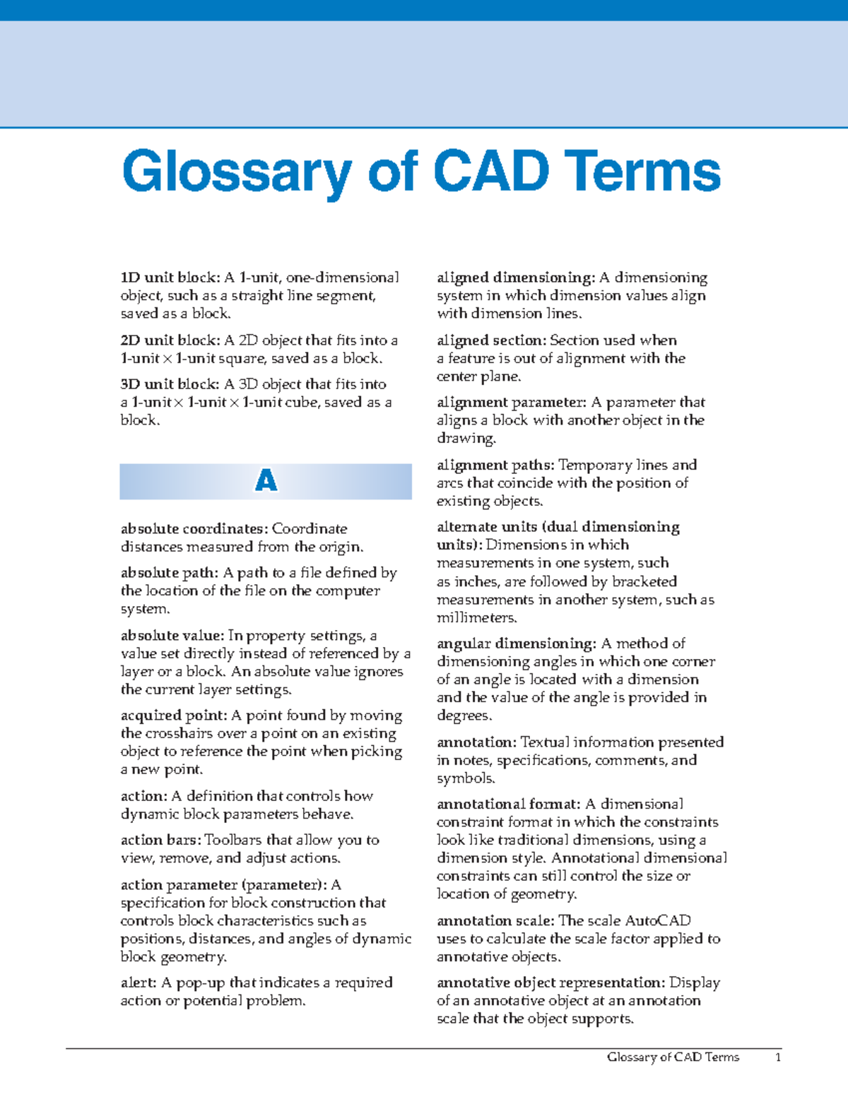 Autocad glossary - Glossary of CAD Terms aligned dimensioning: A ...