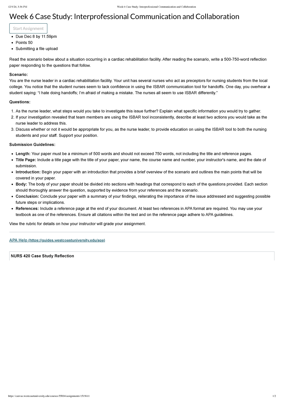 Week 6 Case Study Interprofessional Communication and Collaboration ...