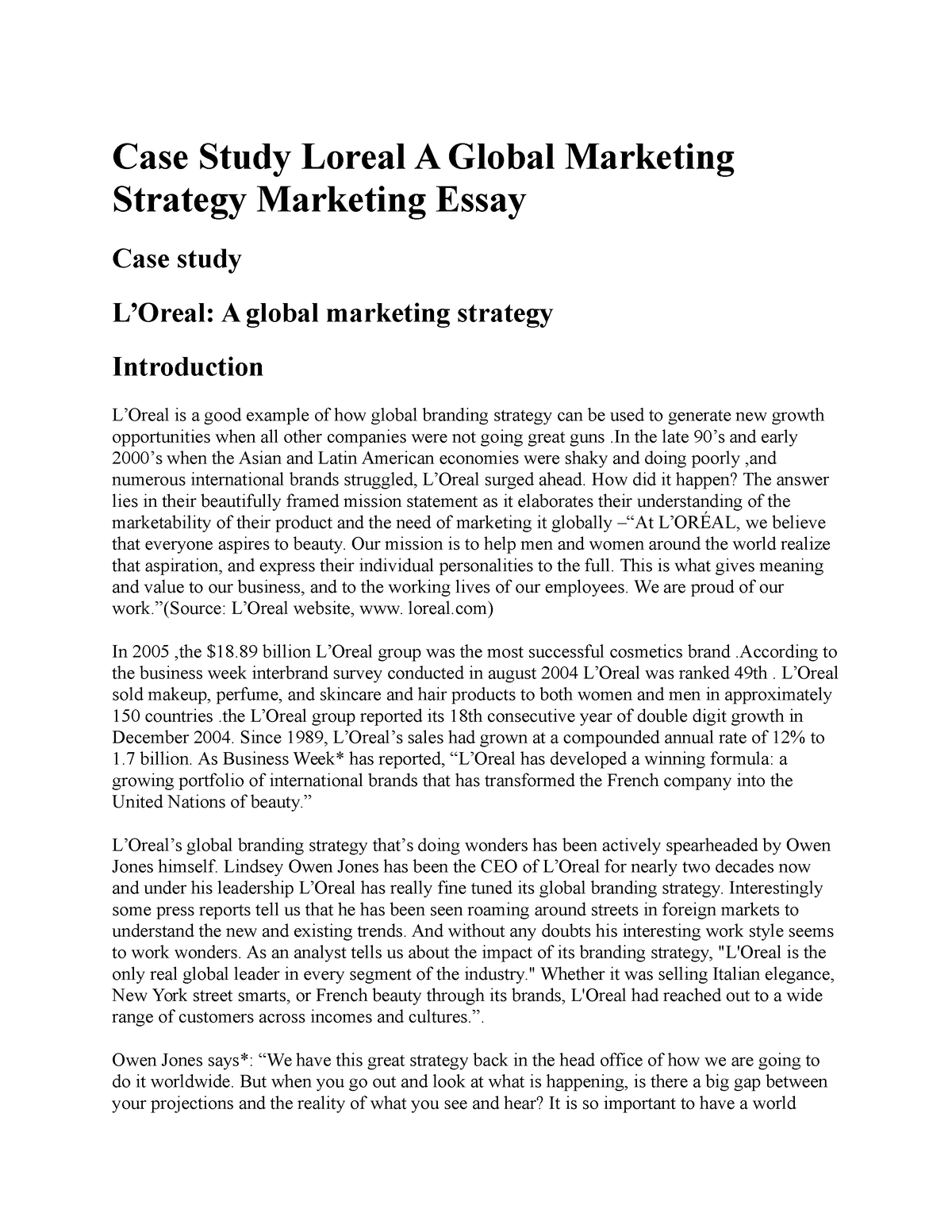 marketing case study loreal