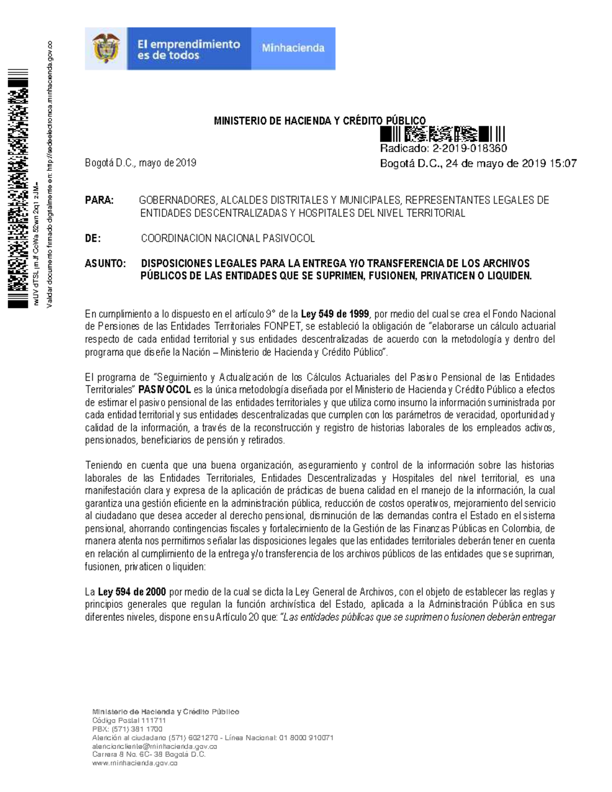 Instructivo Trasferencia DE Archivos Ministerio de Hacienda y Crédito Público Código Postal Instructivo Trasferencia DE Archivos Ministerio de Hacienda y Crédito Público Código Postal