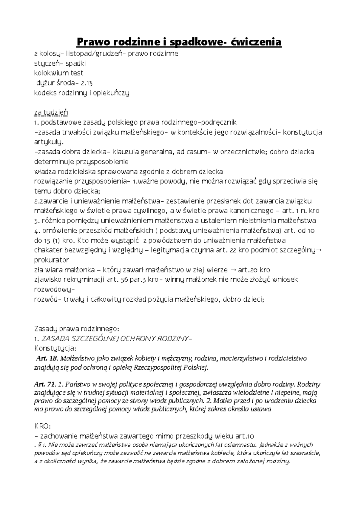 Prawo rrodzinne spadkowe ćwiczenia - Prawo rodzinne i spadkowe