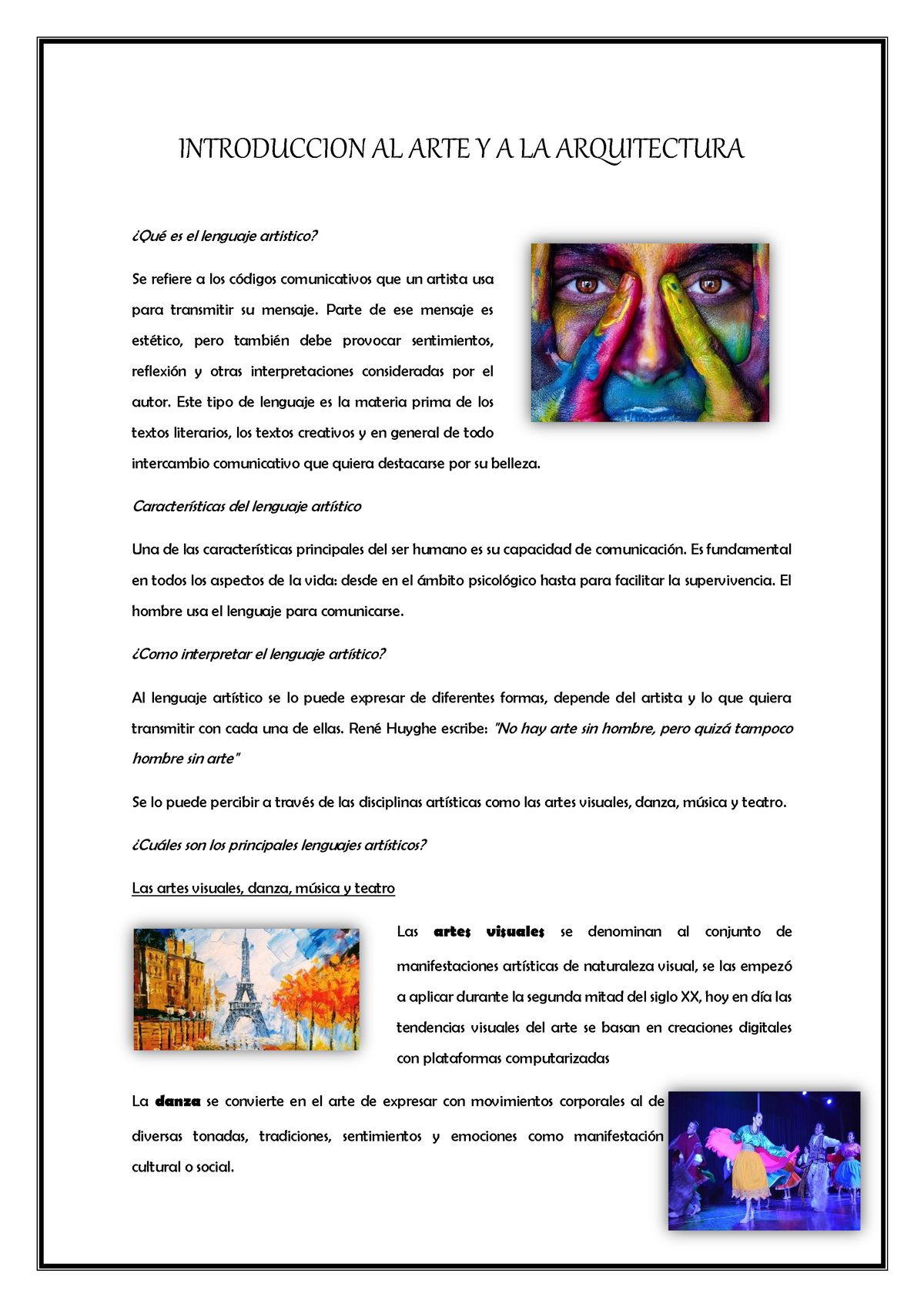 1 Lenguaje Artistico Introduccion Al Arte Y A La Arquitectura ¿qué Es El Lenguaje Artistico 6739